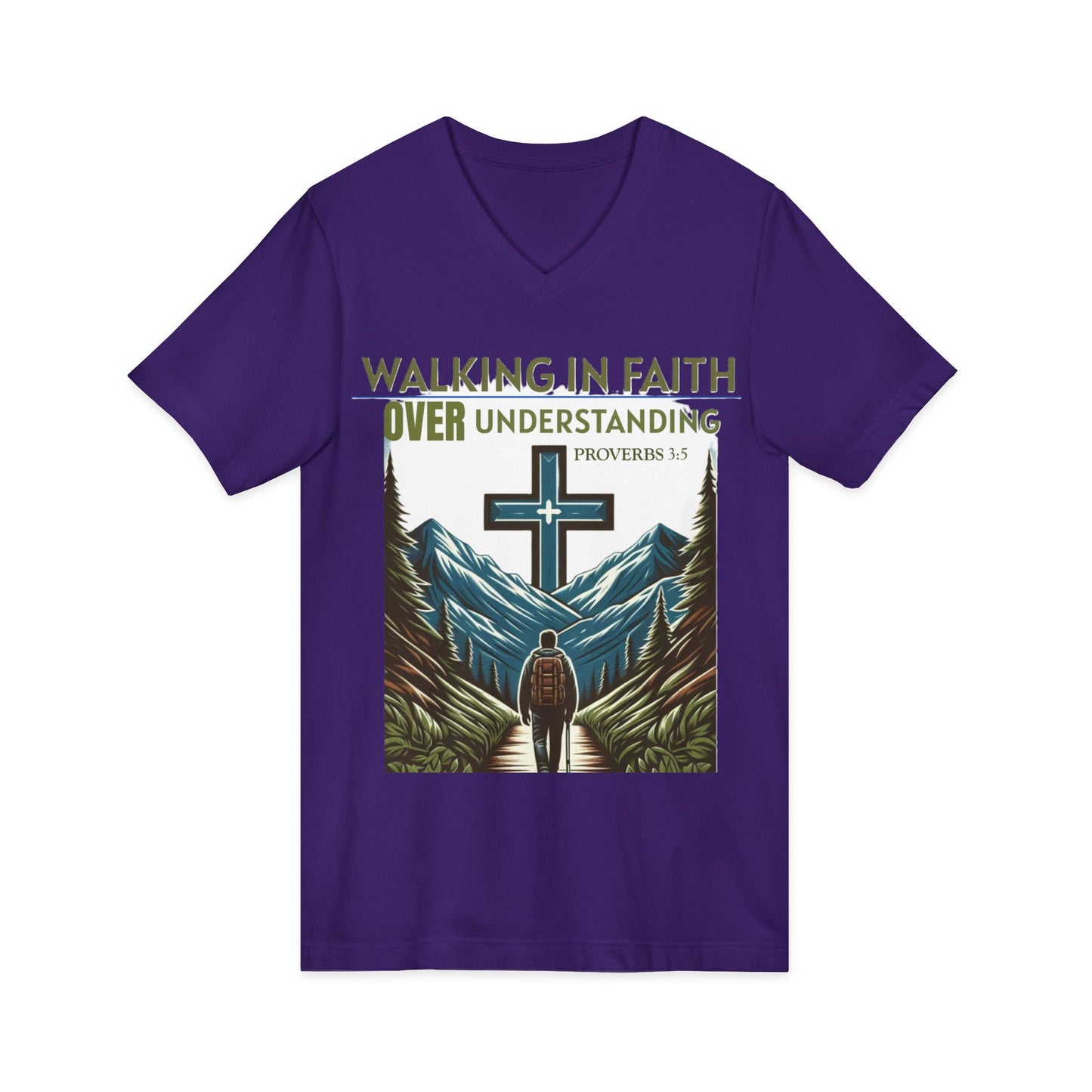 V-Neck Tee - Proverbs 3:5 'WALKING IN FAITH OVER UNDERSTANDING'