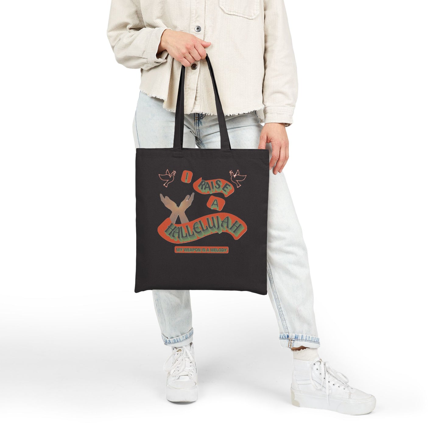 Cotton Canvas Tote Bag "I RAISE A HALLELUJAH"