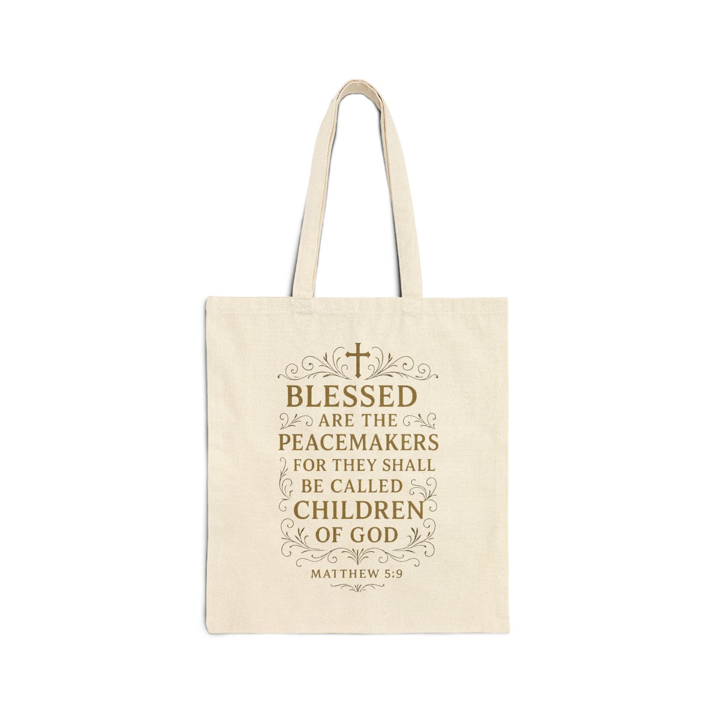 Blessed Are the Peacemakers Cotton Canvas Tote Bag — Faith-Based Inspirational Carryall