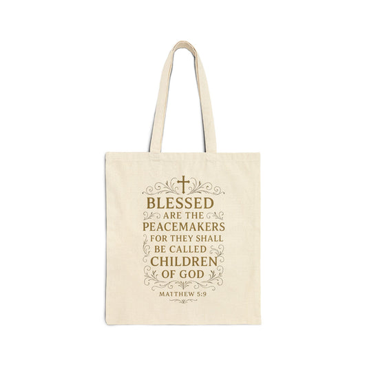 Blessed Are the Peacemakers Cotton Canvas Tote Bag — Faith-Based Inspirational Carryall