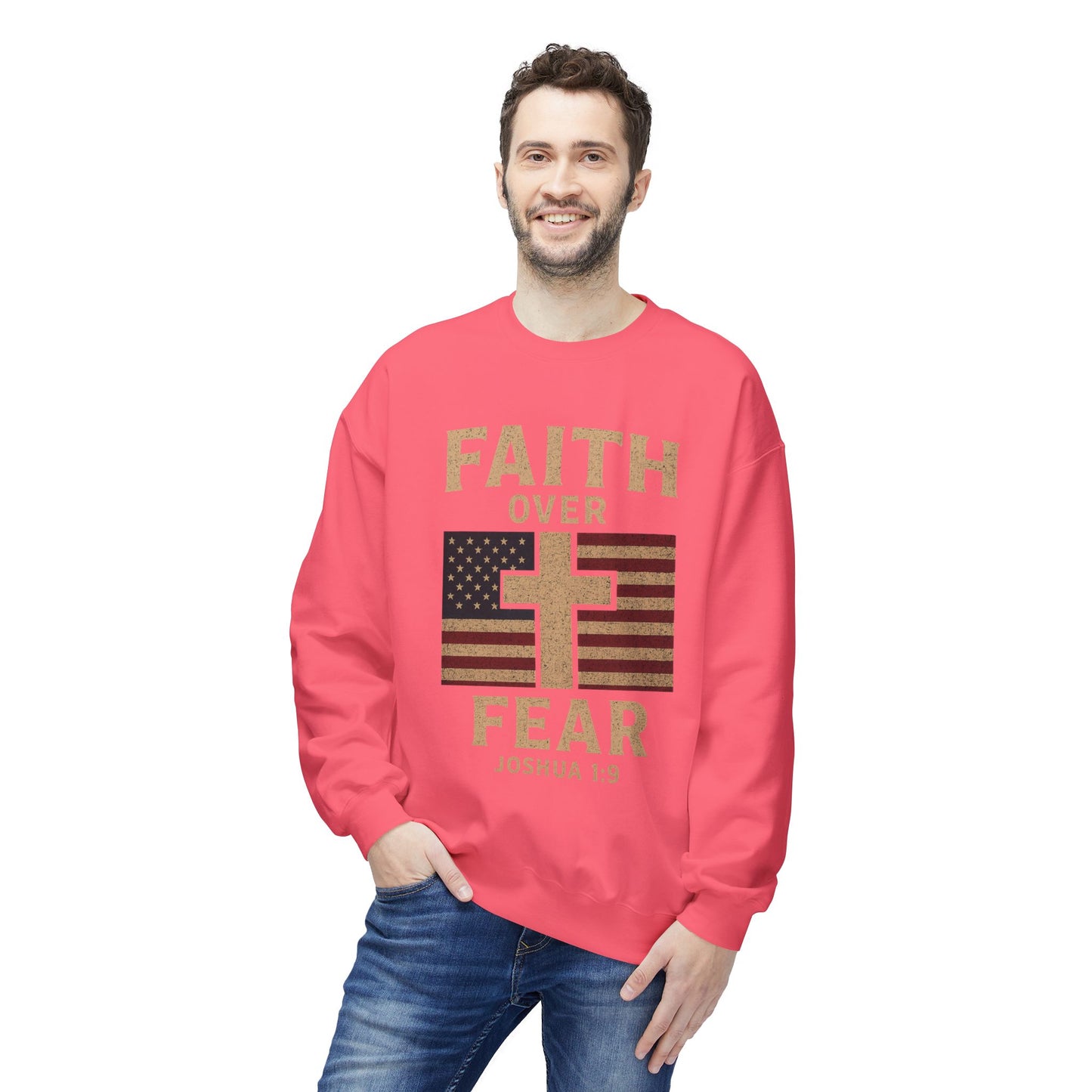 Faith Over Fear Christian Cross Sweatshirt