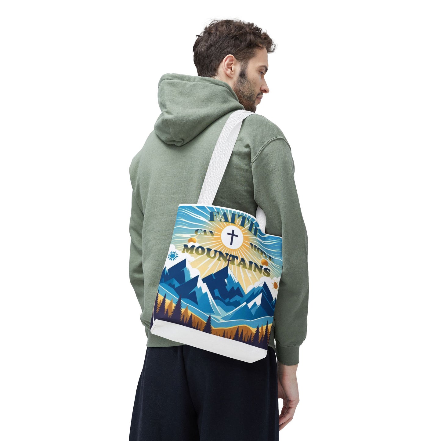 "FAITH CAN MOVE MOUNTAINS" Tote Bag (AOP)