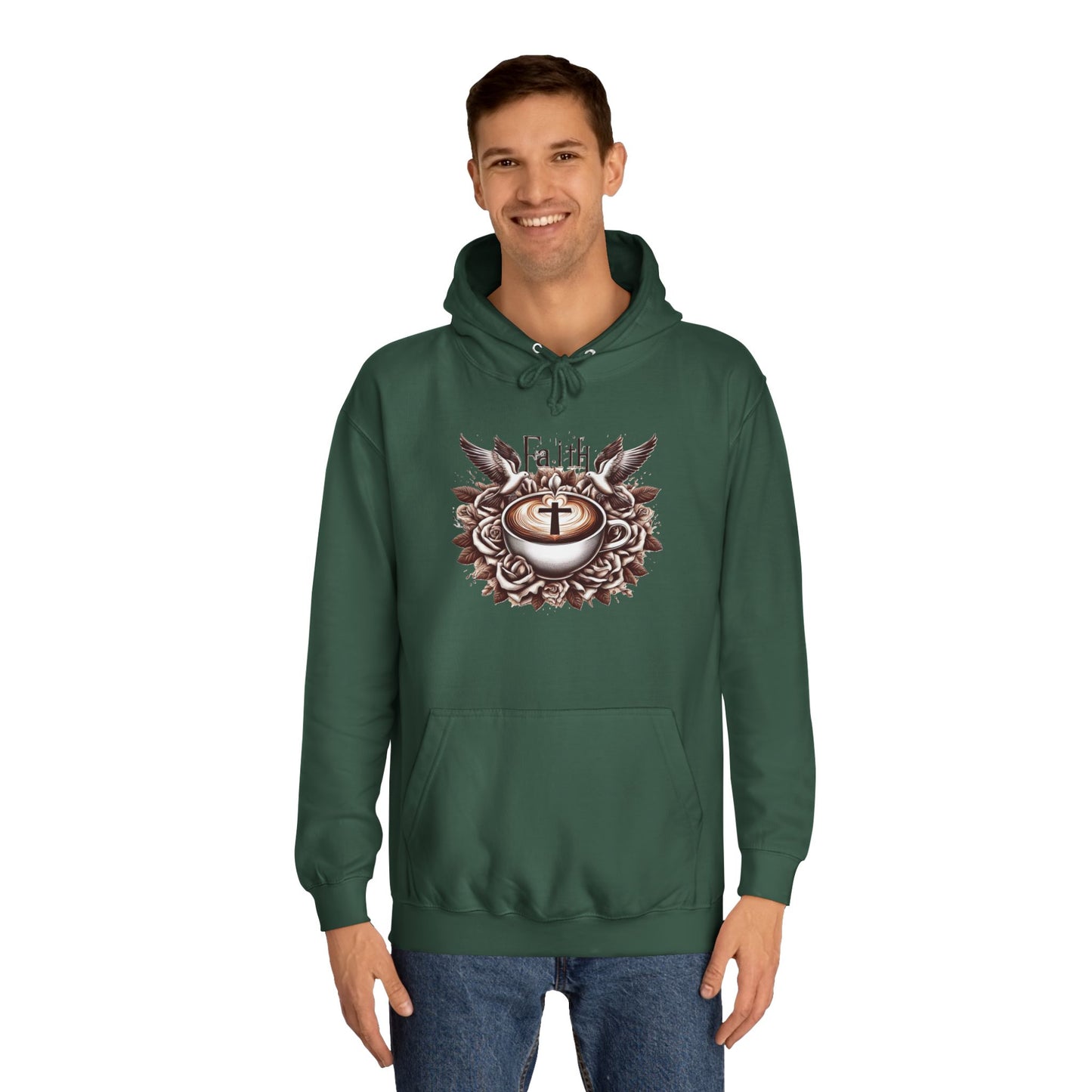 Unisex College Hoodie "Faith and Coffee"