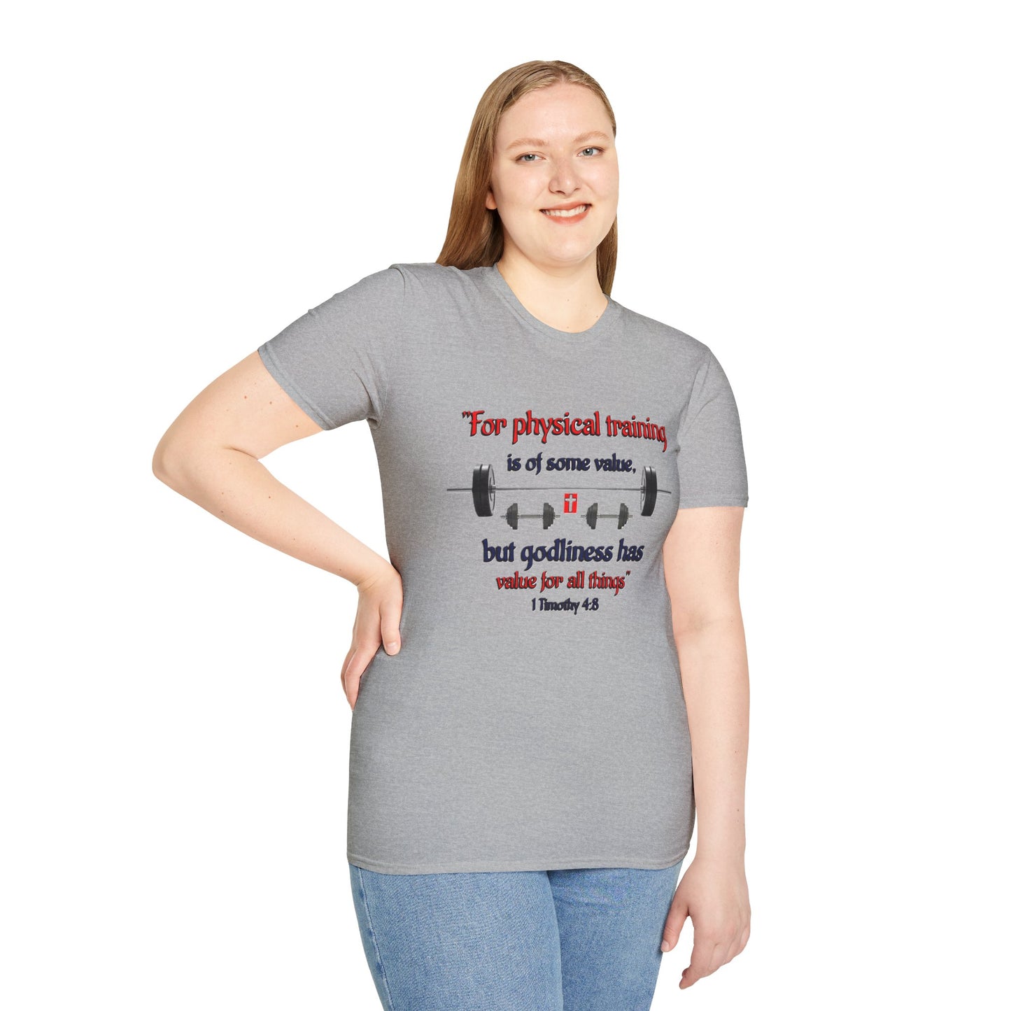 Christian Verse Softstyle T-Shirt - 1 Timothy 4:8