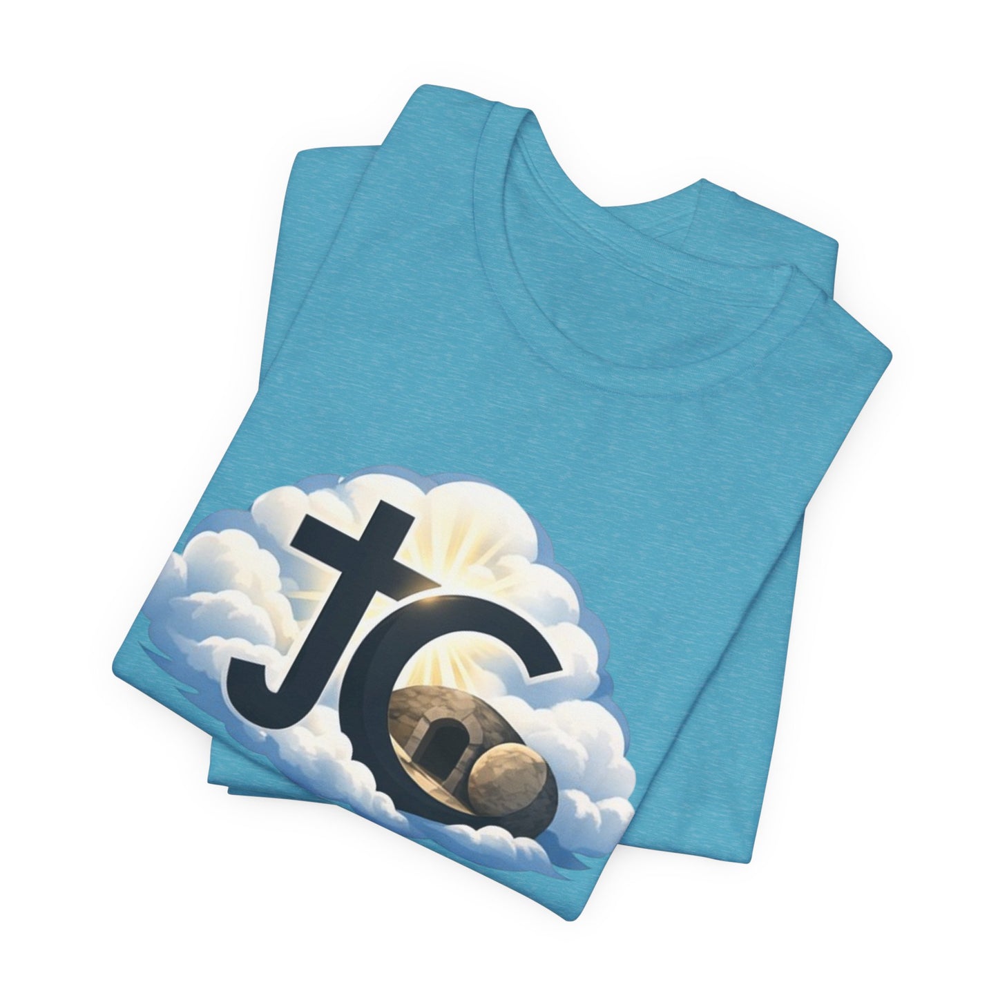 Jesus Christ (JC) Cross Tee — Crucified, Risen & Coming Again