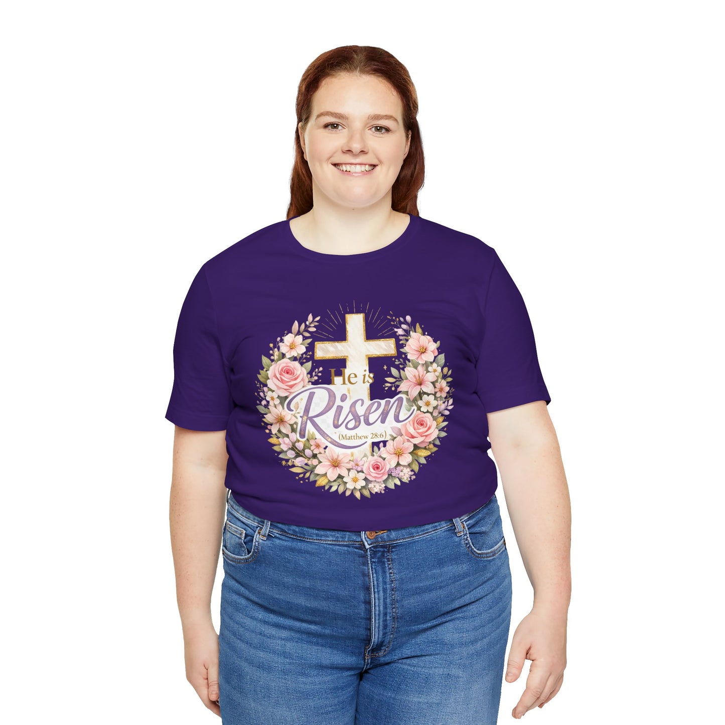 He Is Risen Floral Cross T-Shirt