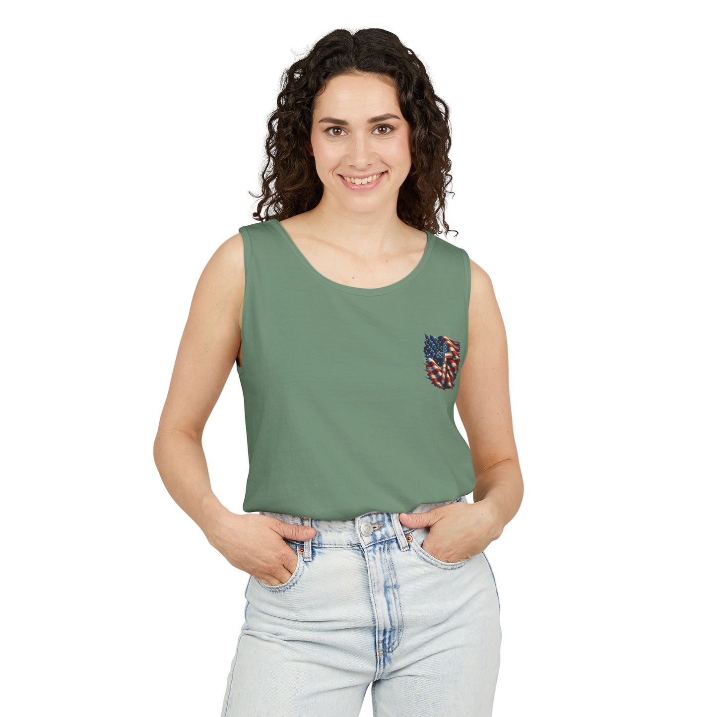Unisex Garment-Dyed Tank Top "GOD BLESS AMERICA"