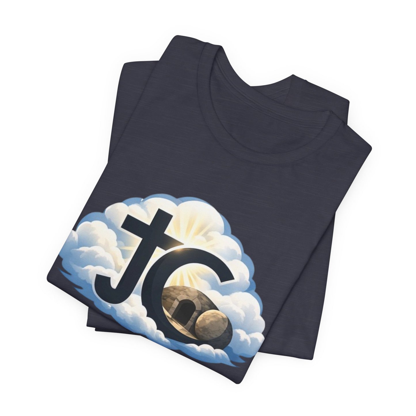 Jesus Christ (JC) Cross Tee — Crucified, Risen & Coming Again