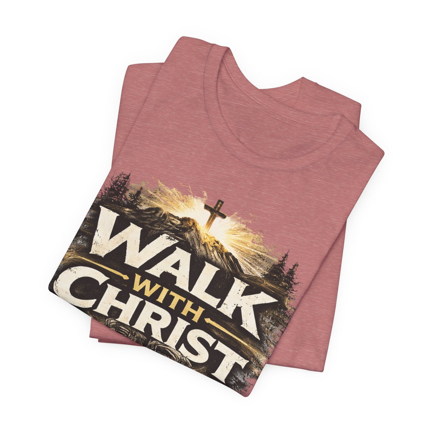 Walk With Christ T-Shirt — Christian Faith Tee with Boots & Cross Design