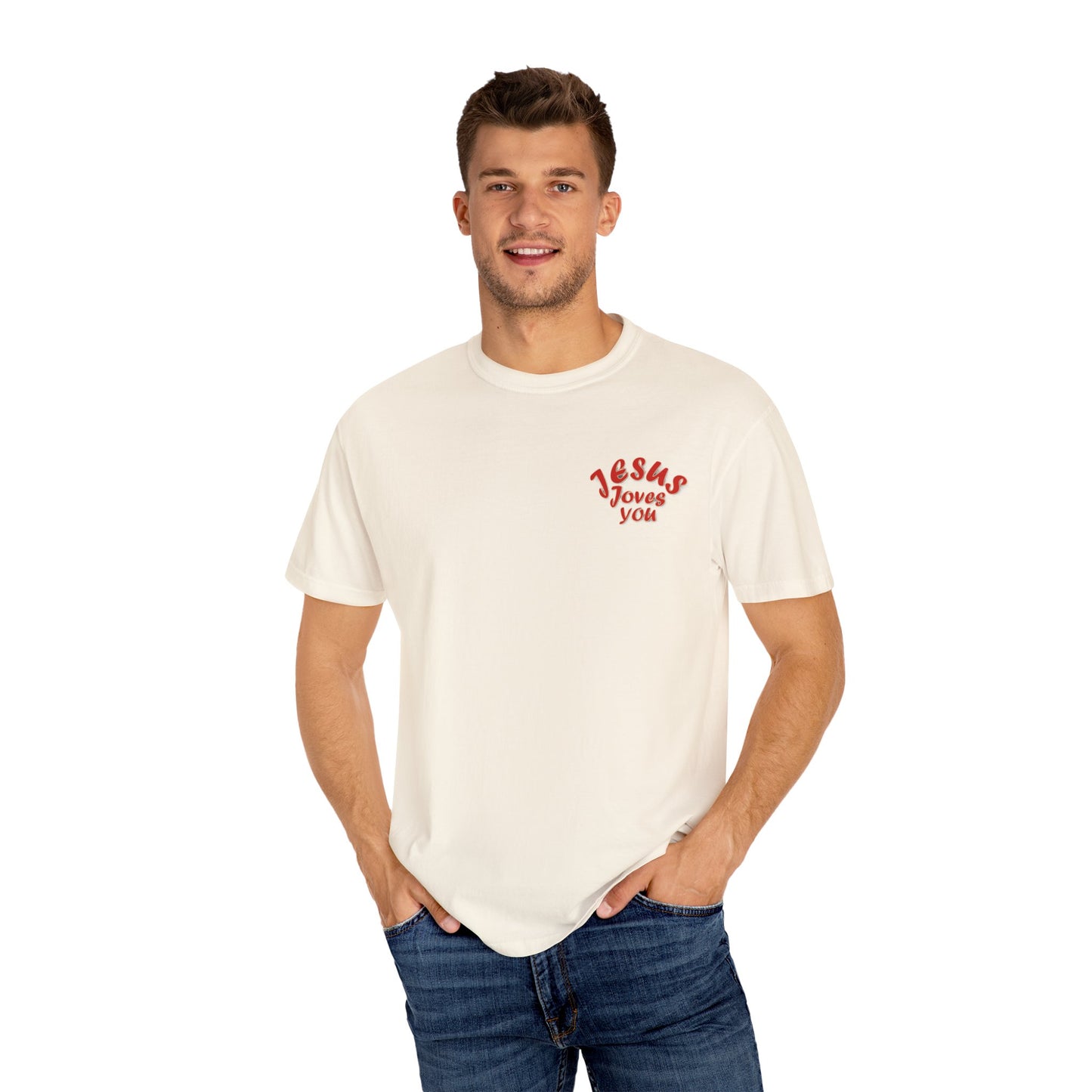 Christian Cross Heart Unisex T-shirt - Jesus Loves You Design