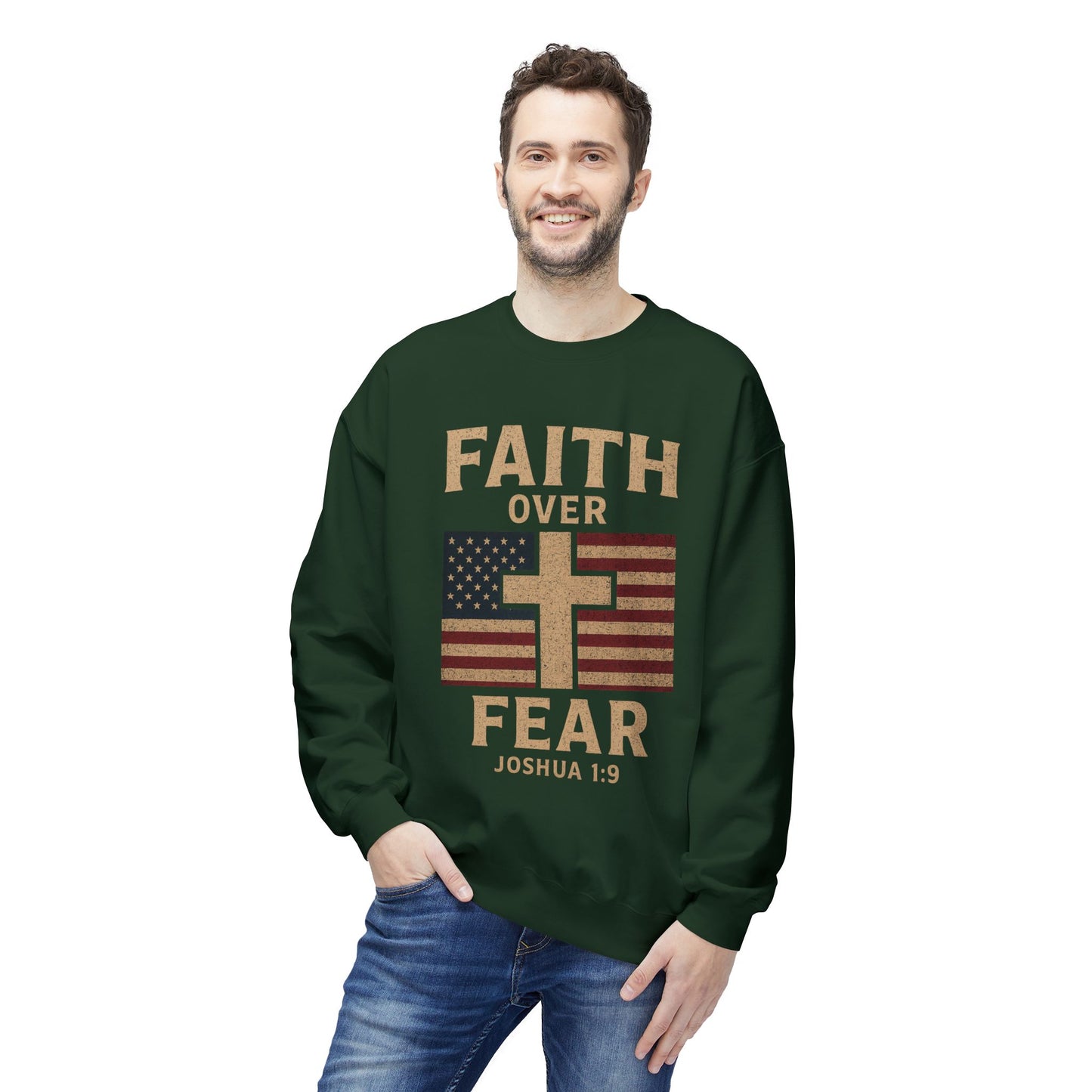 Faith Over Fear Christian Cross Sweatshirt