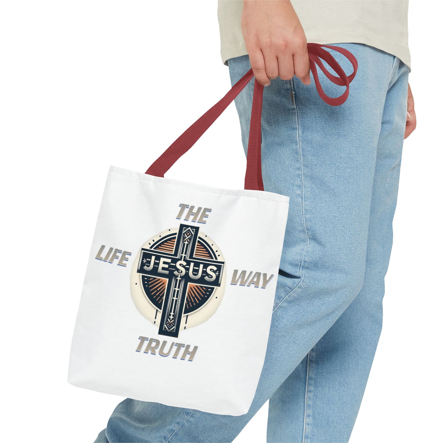 Tote Bag (AOP)"JESUS IS THE WAY TRUTH LIFE"