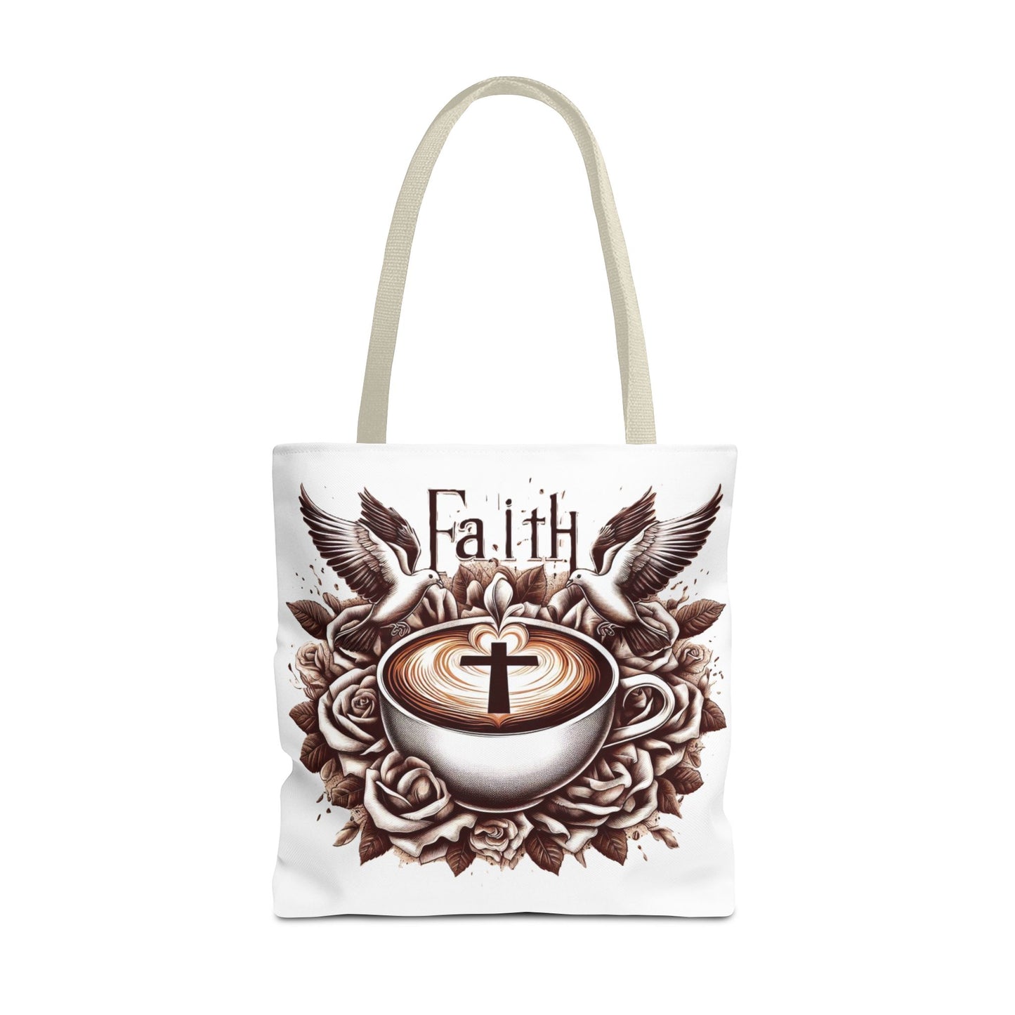 Tote Bag (AOP) "Faith and Coffee"