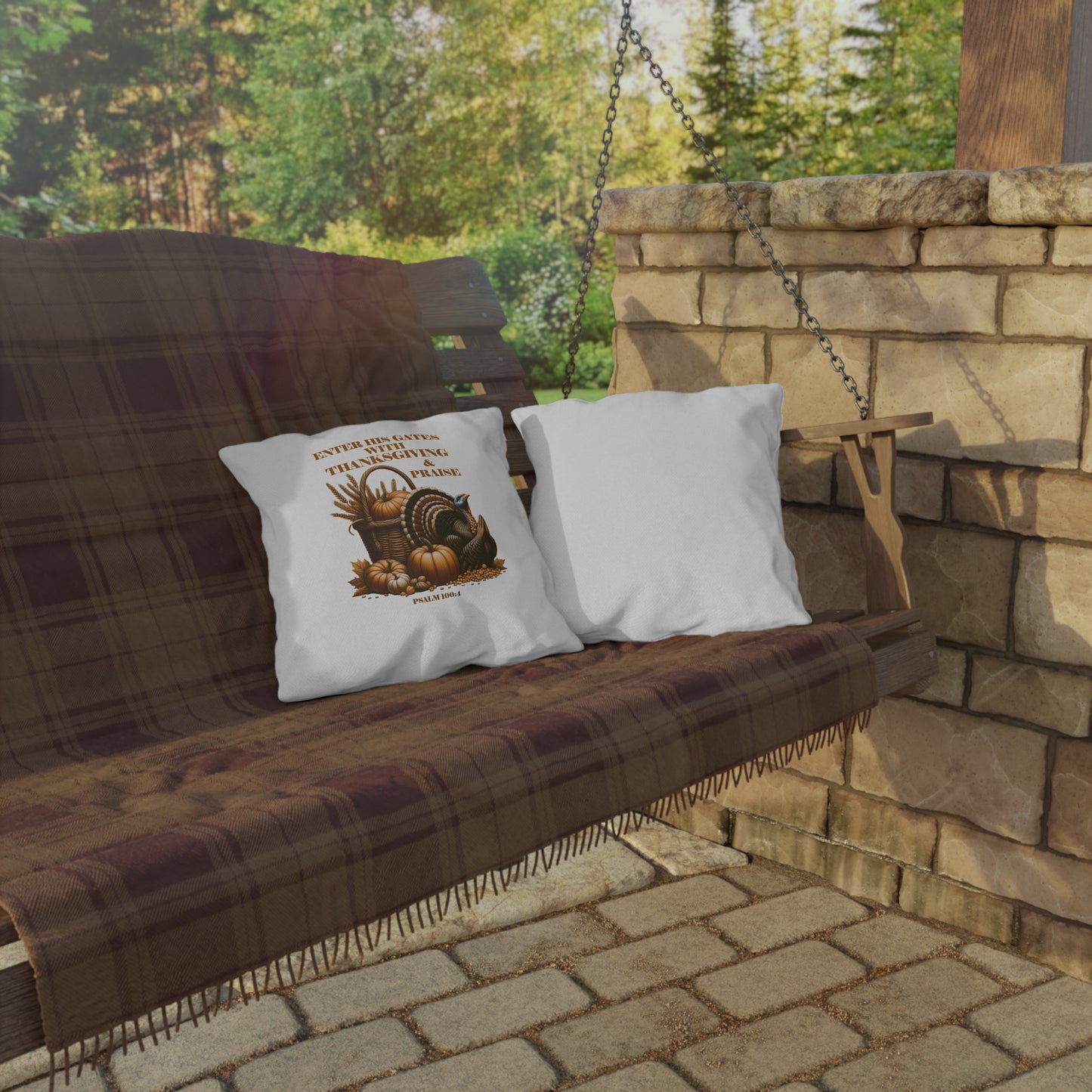 Outdoor Pillows with Bible Verse Psalm 100:4