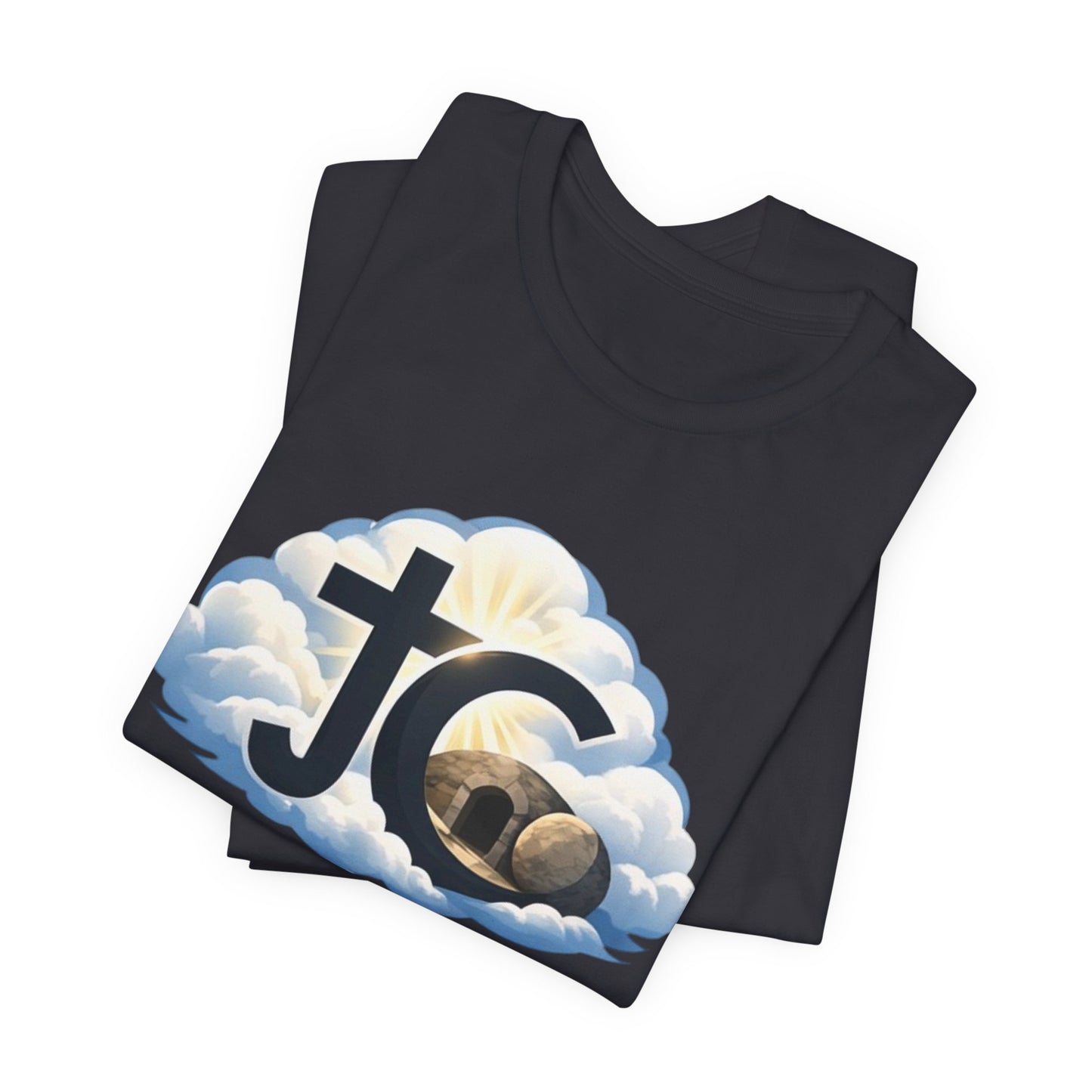 Jesus Christ (JC) Cross Tee — Crucified, Risen & Coming Again