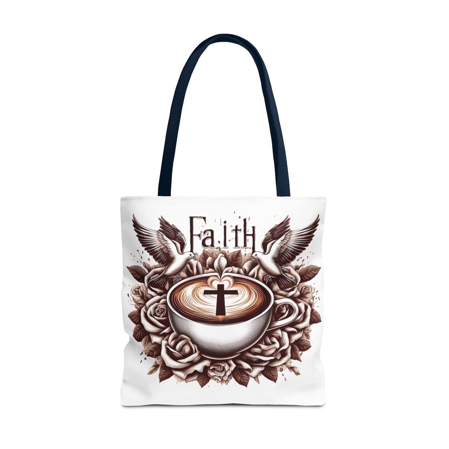 Tote Bag (AOP) "Faith and Coffee"