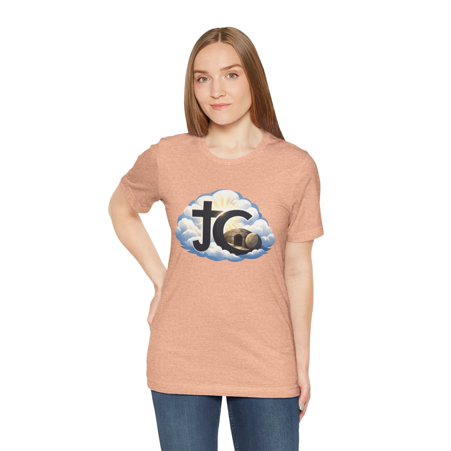 Jesus Christ (JC) Cross Tee — Crucified, Risen & Coming Again