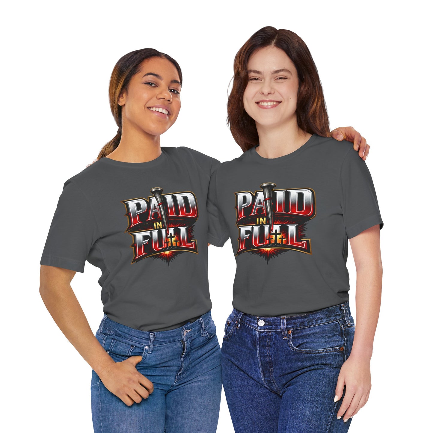 Paid In Full Christian Cross T-Shirt — Nail & Triple Cross Graphic