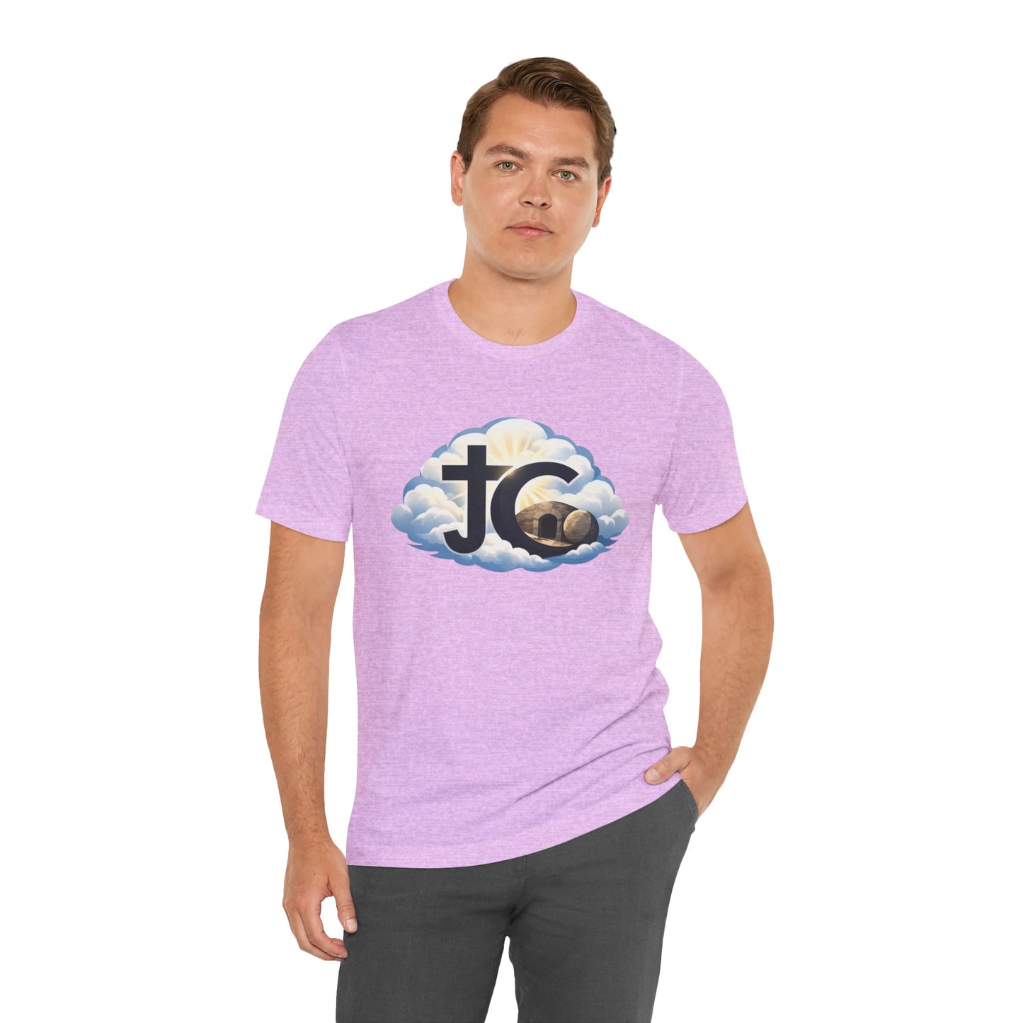 Jesus Christ (JC) Cross Tee — Crucified, Risen & Coming Again