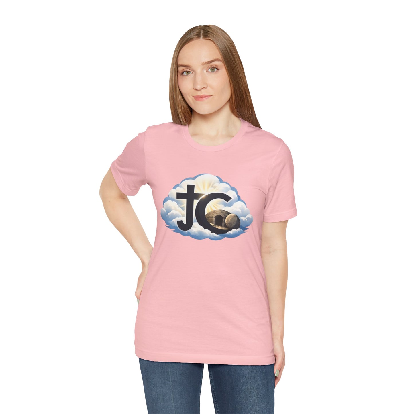 Jesus Christ (JC) Cross Tee — Crucified, Risen & Coming Again