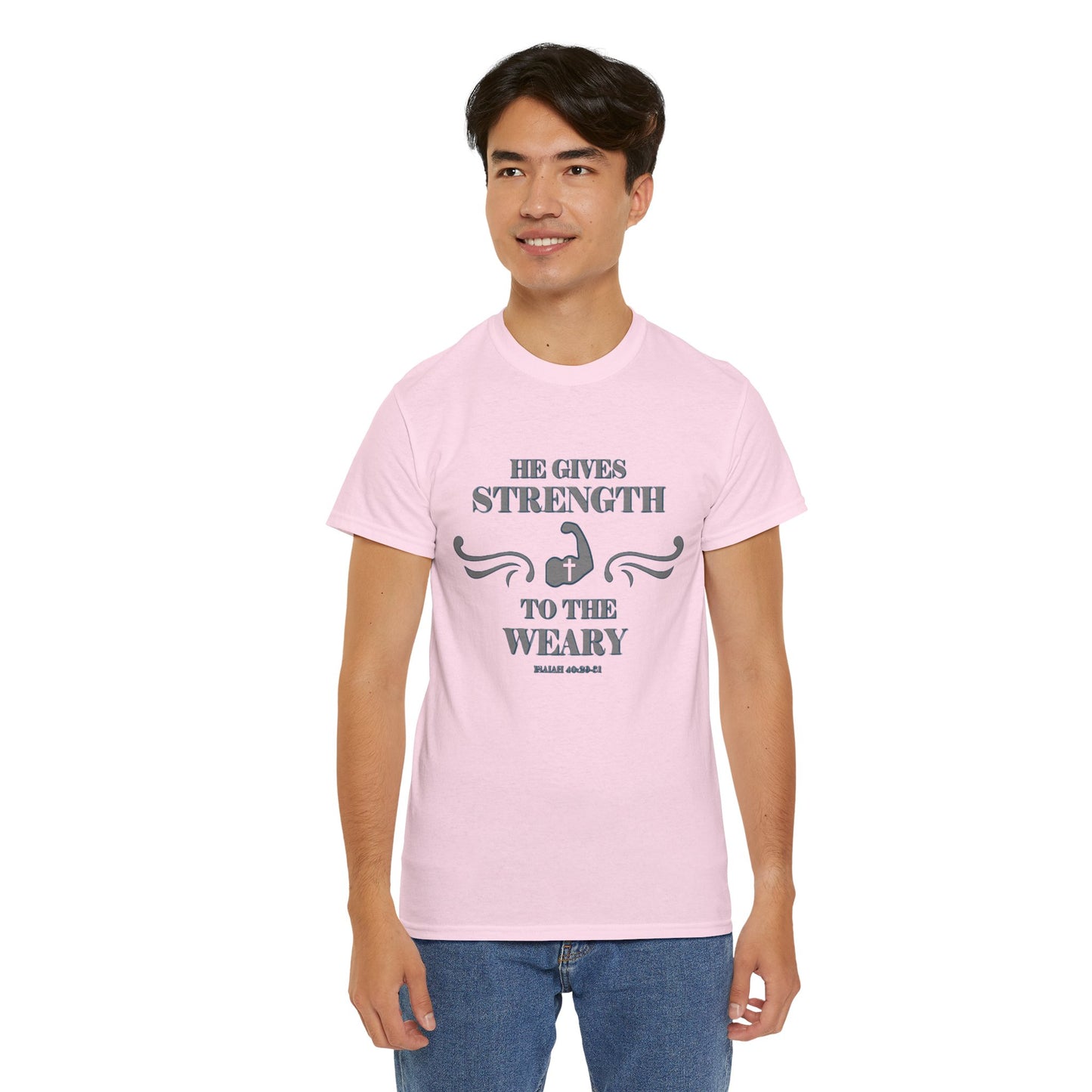 Copy of Christian Tee - Bible Verse Isaiah 40:29-31 'He gives Strength to the Weary'