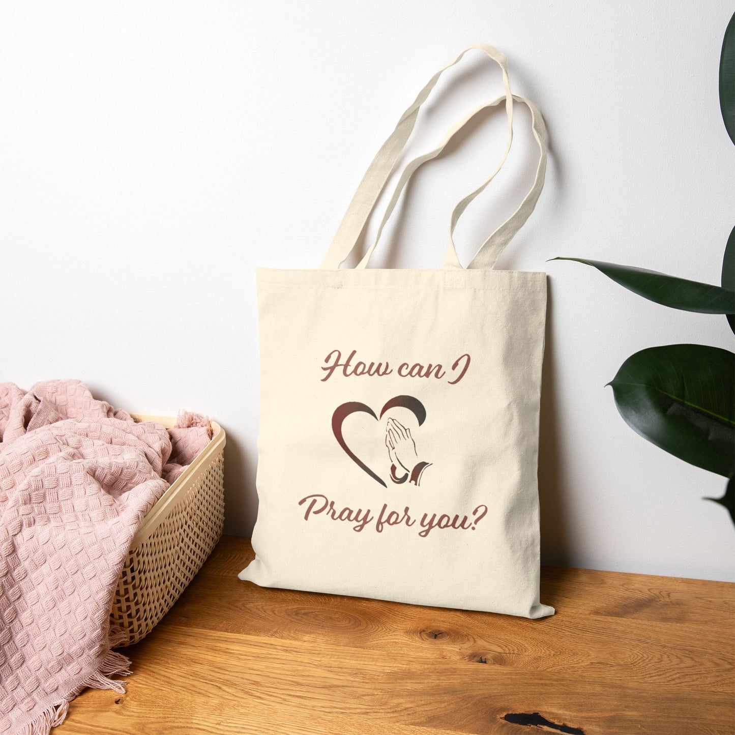 Canvas Tote Bag with 'How can I pray for you' Design