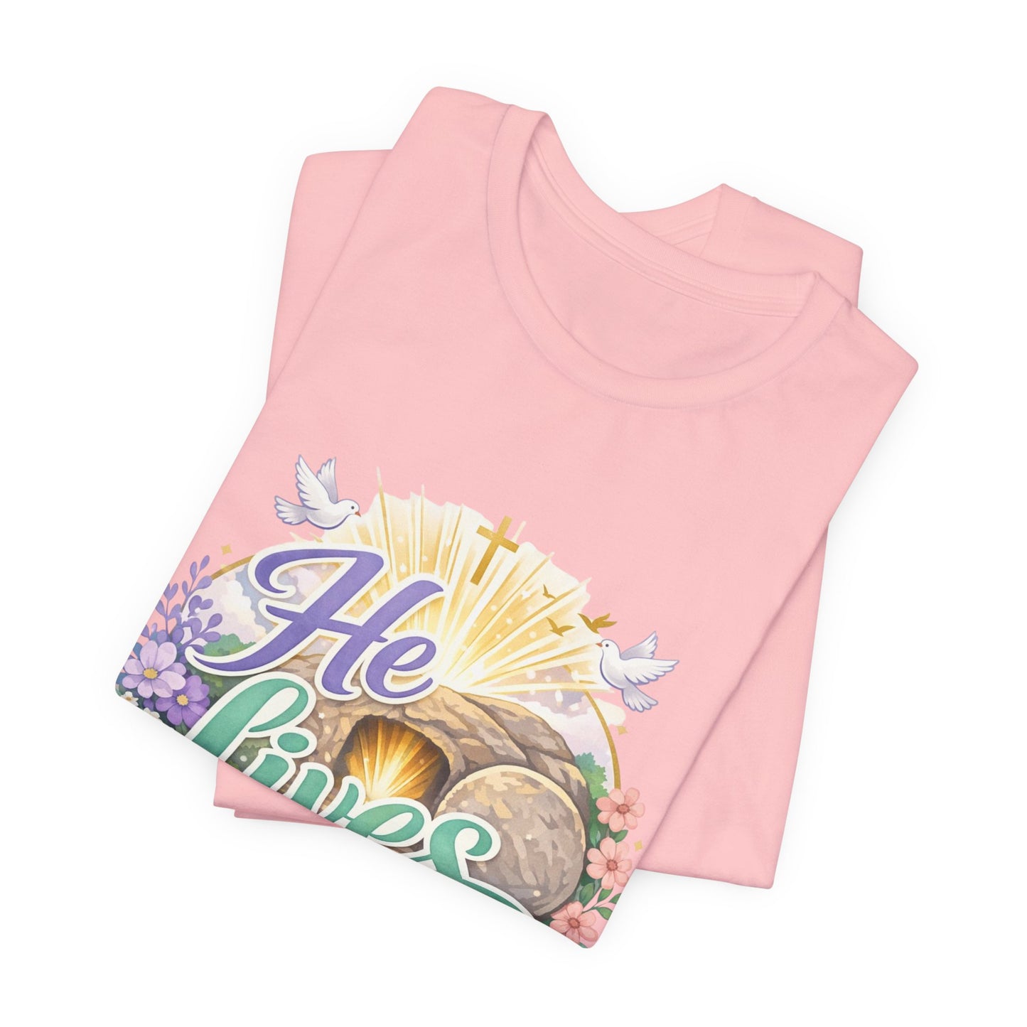 He Lives Jesus Tomb Tee — Christian Easter T‑Shirt