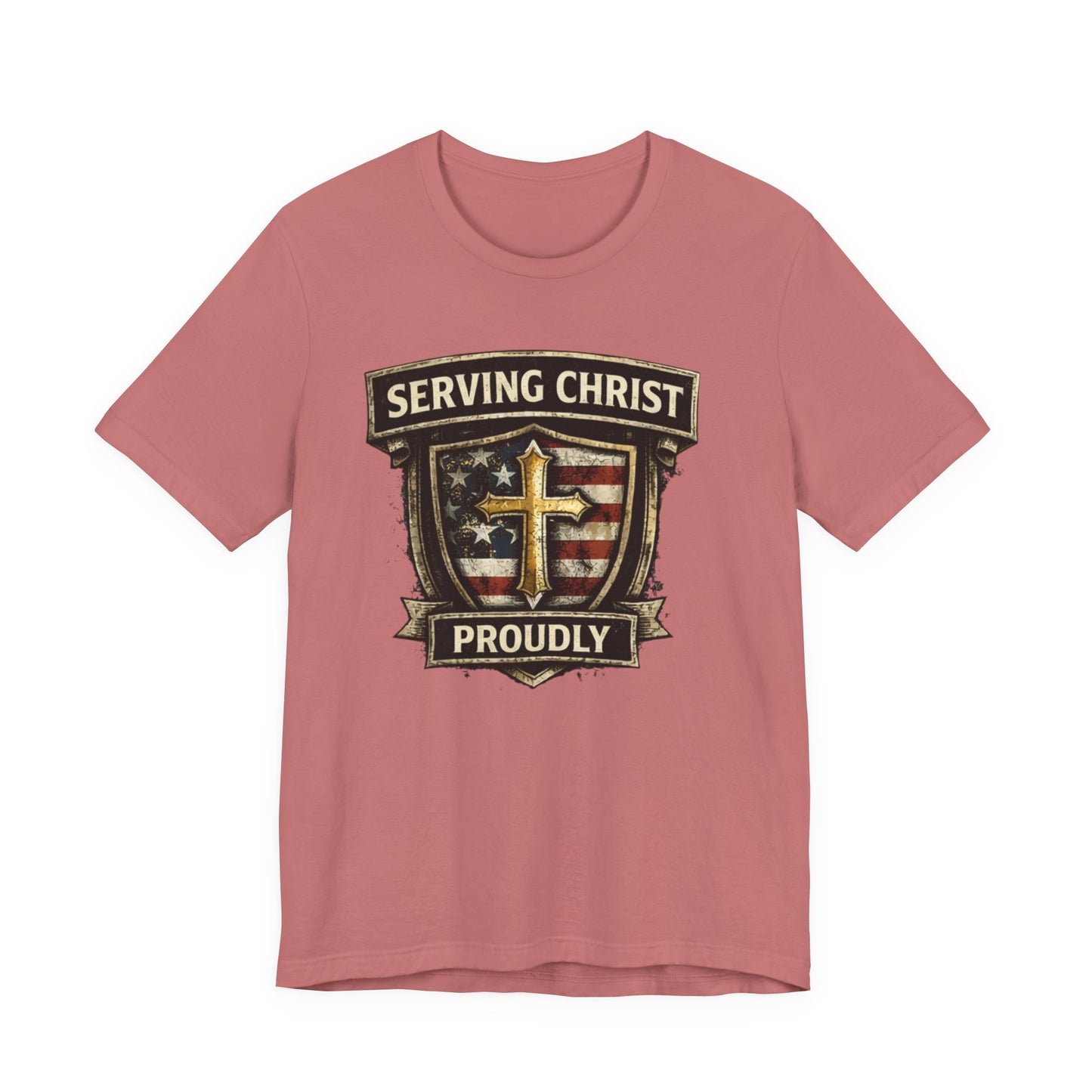 Serving Christ Proudly T-Shirt — Christian Faith Patriotic Tee