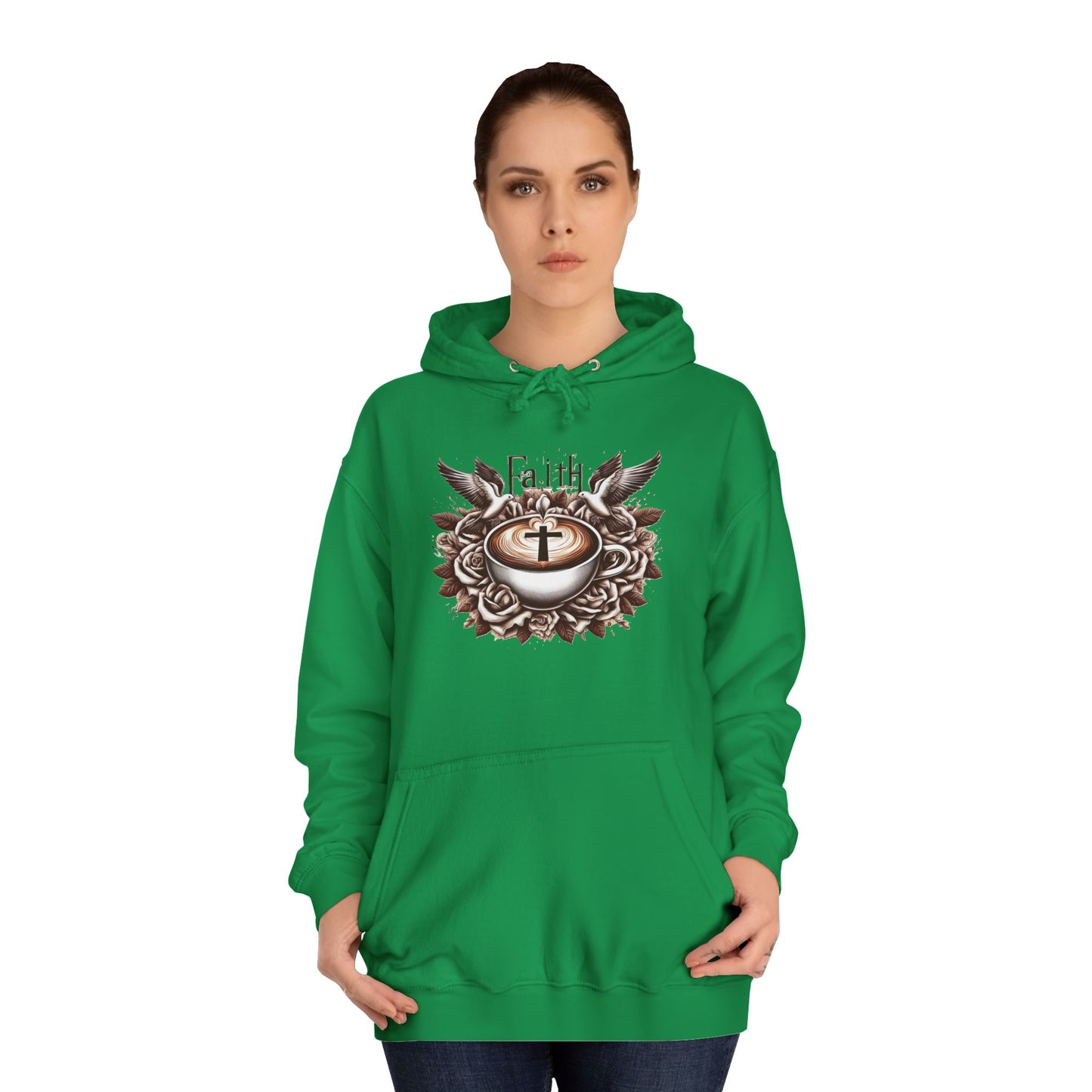 Unisex College Hoodie "Faith and Coffee"