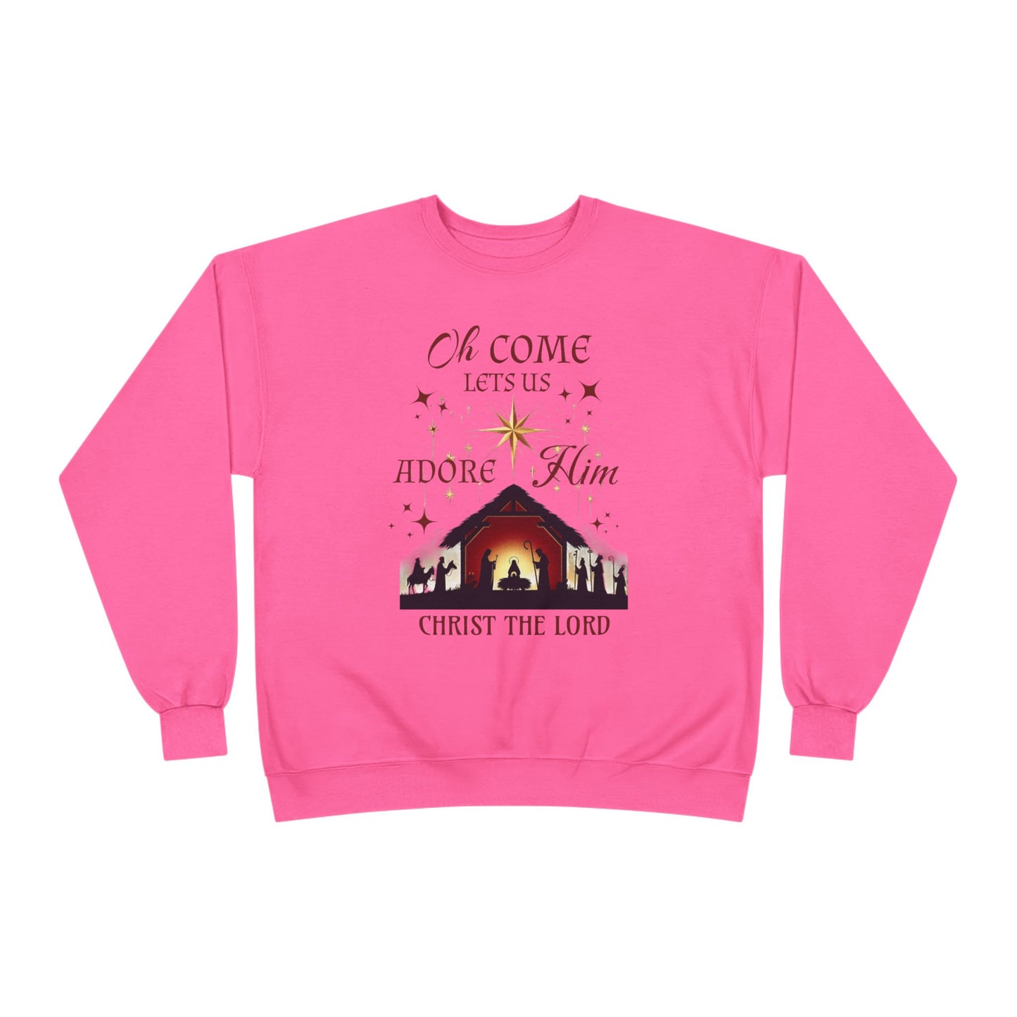 Christmas Nativity Unisex Sweatshirt with 'Oh come let us adore him, Christ the Lord' Design