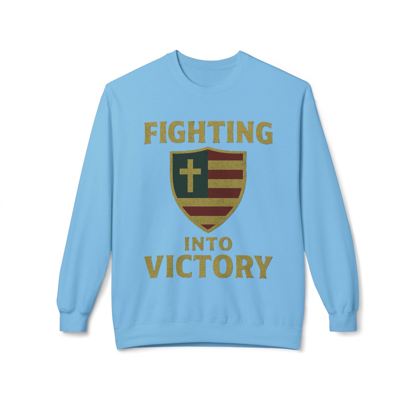 Christian Cross Shield Sweatshirt - Fighting into Victory