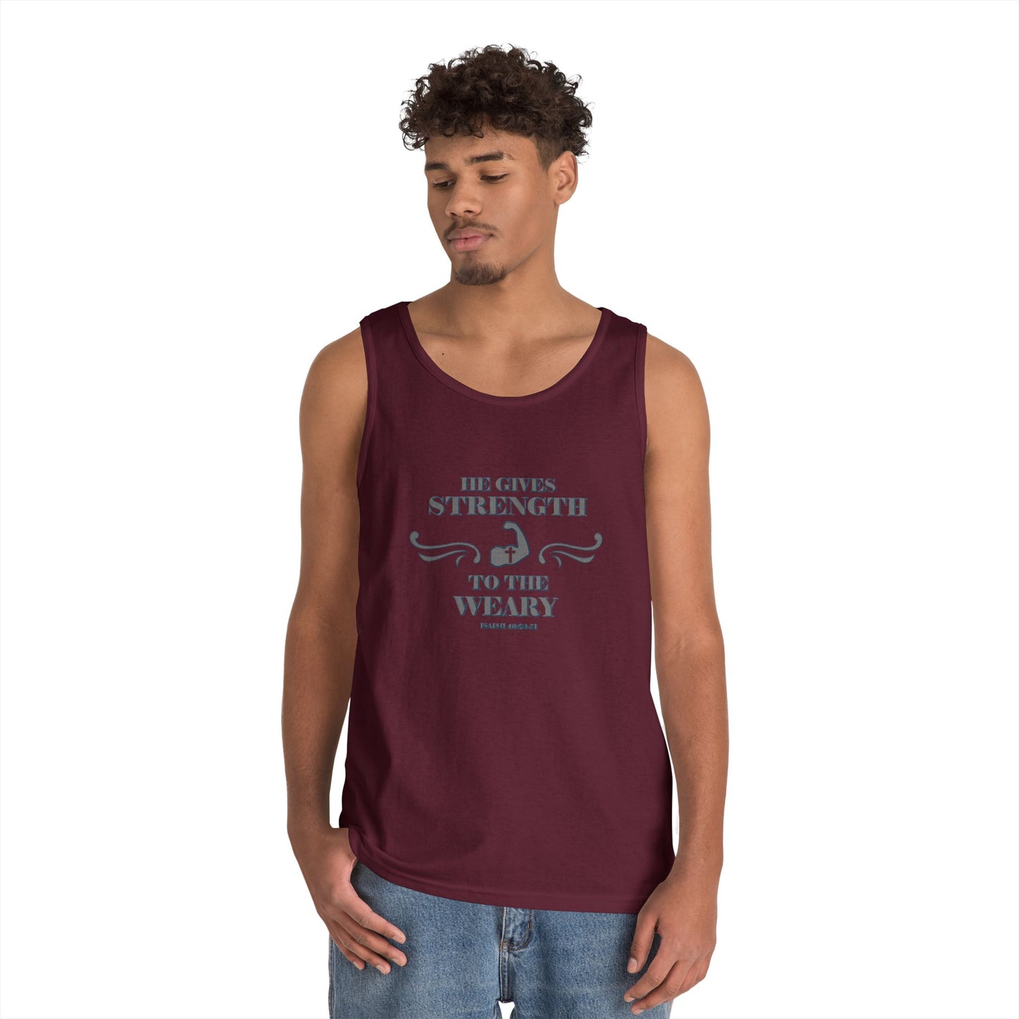 Tank Top - Bible Verse 'He gives Strength to the Weary' Isaiah 40:29-31