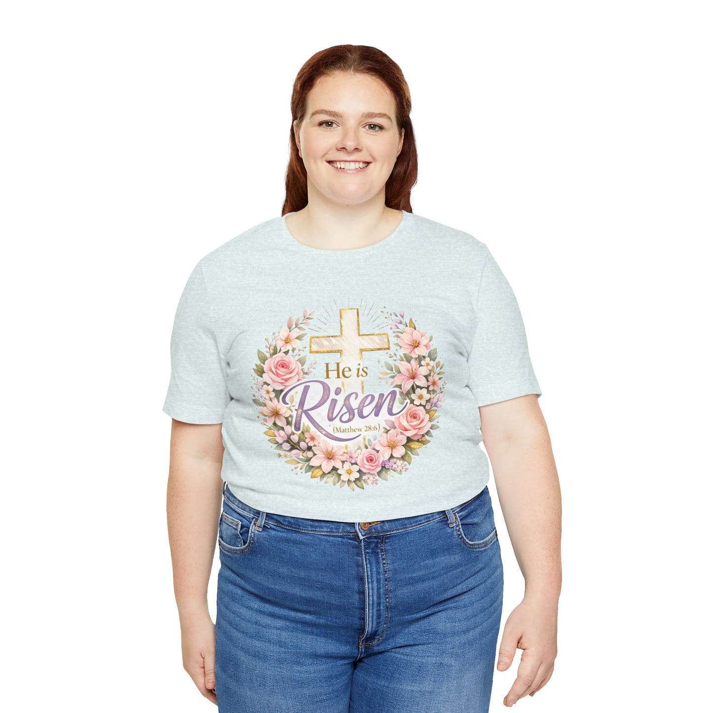 He Is Risen Floral Cross T-Shirt