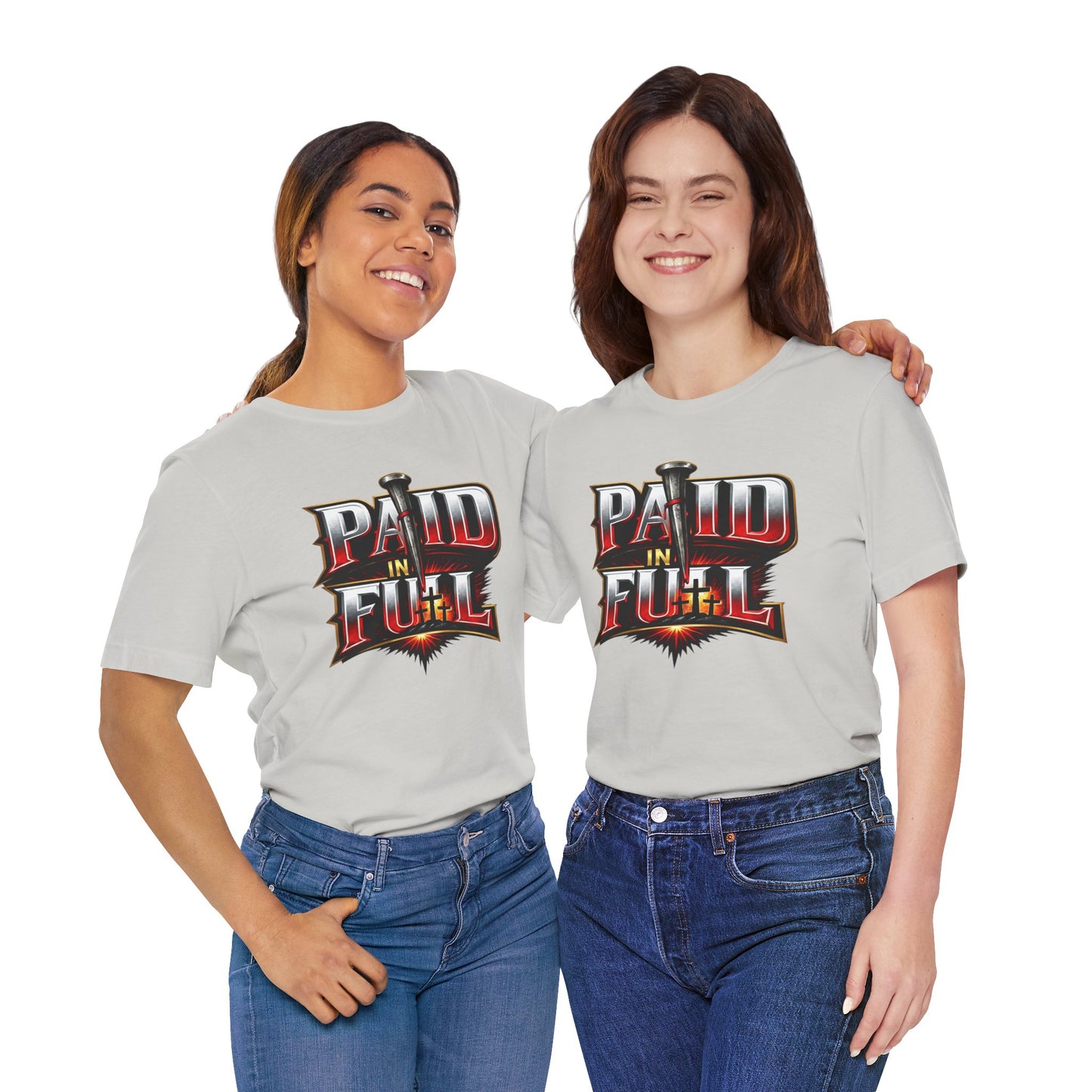Paid In Full Christian Cross T-Shirt — Nail & Triple Cross Graphic