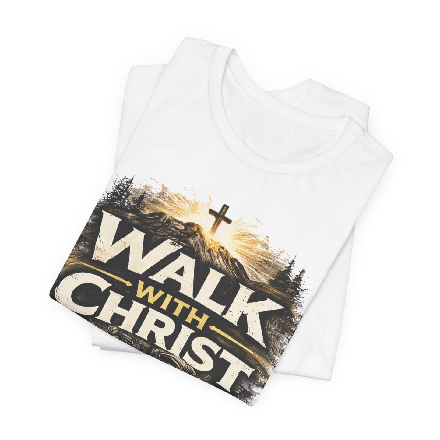 Walk With Christ T-Shirt — Christian Faith Tee with Boots & Cross Design