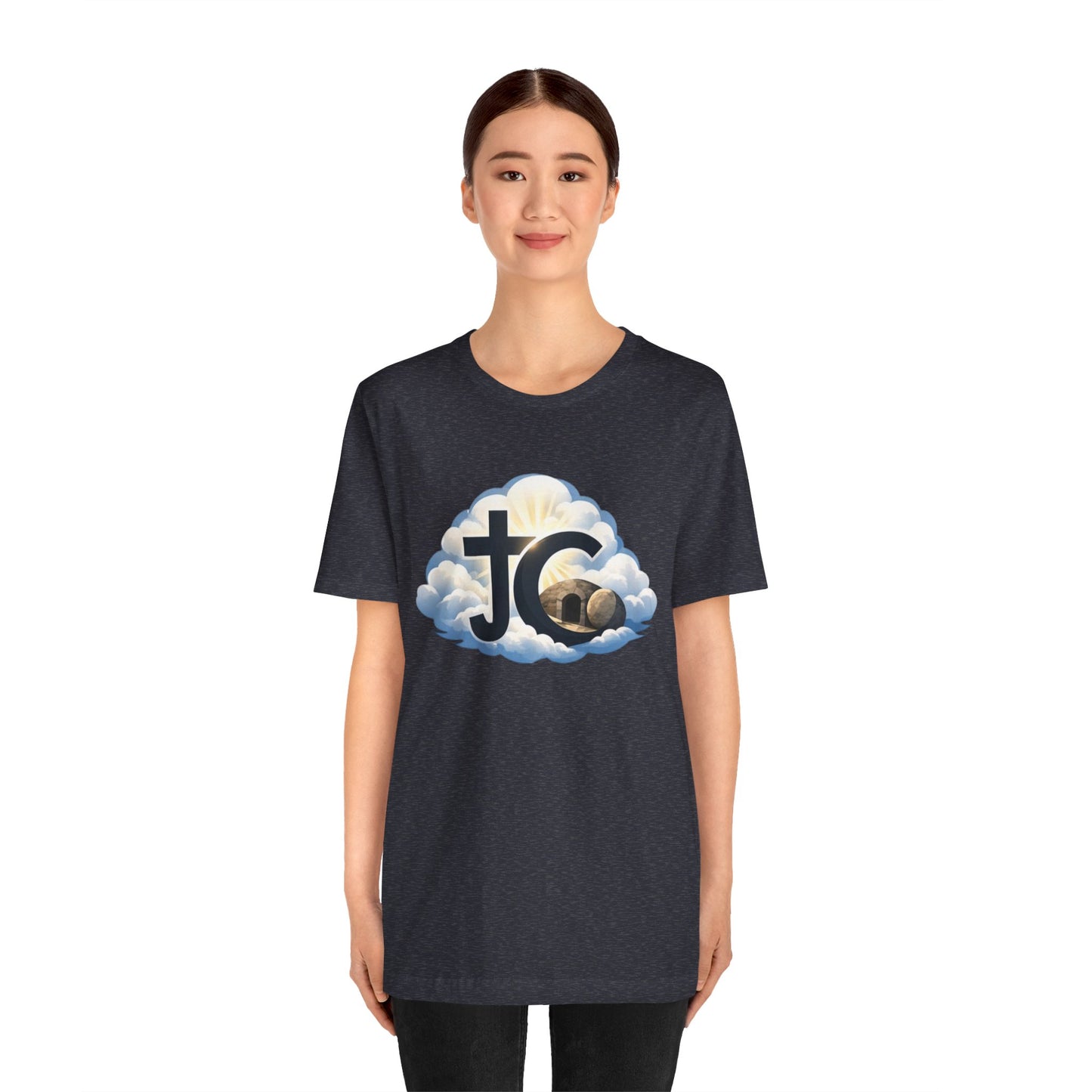 Jesus Christ (JC) Cross Tee — Crucified, Risen & Coming Again