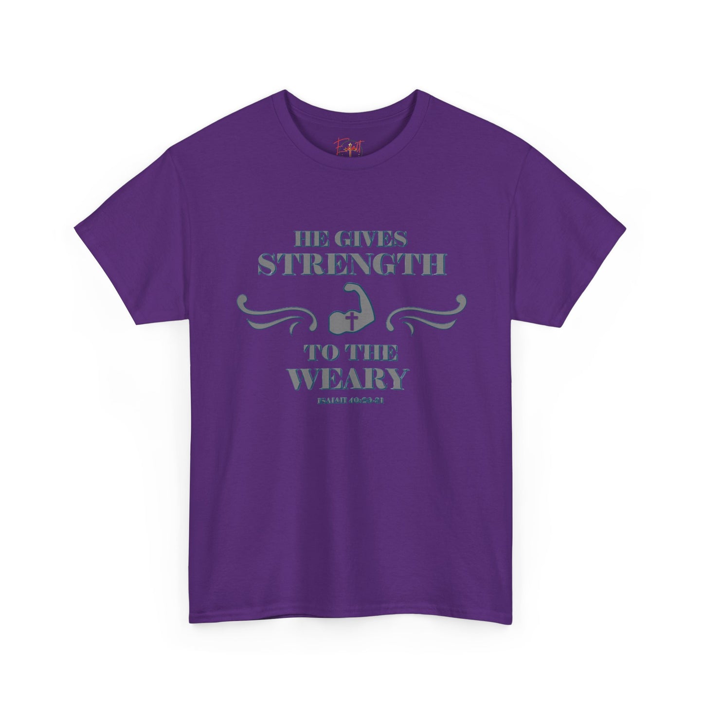 Christian Tee - Bible Verse Isaiah 40:29-31 'He gives Strength to the Weary'