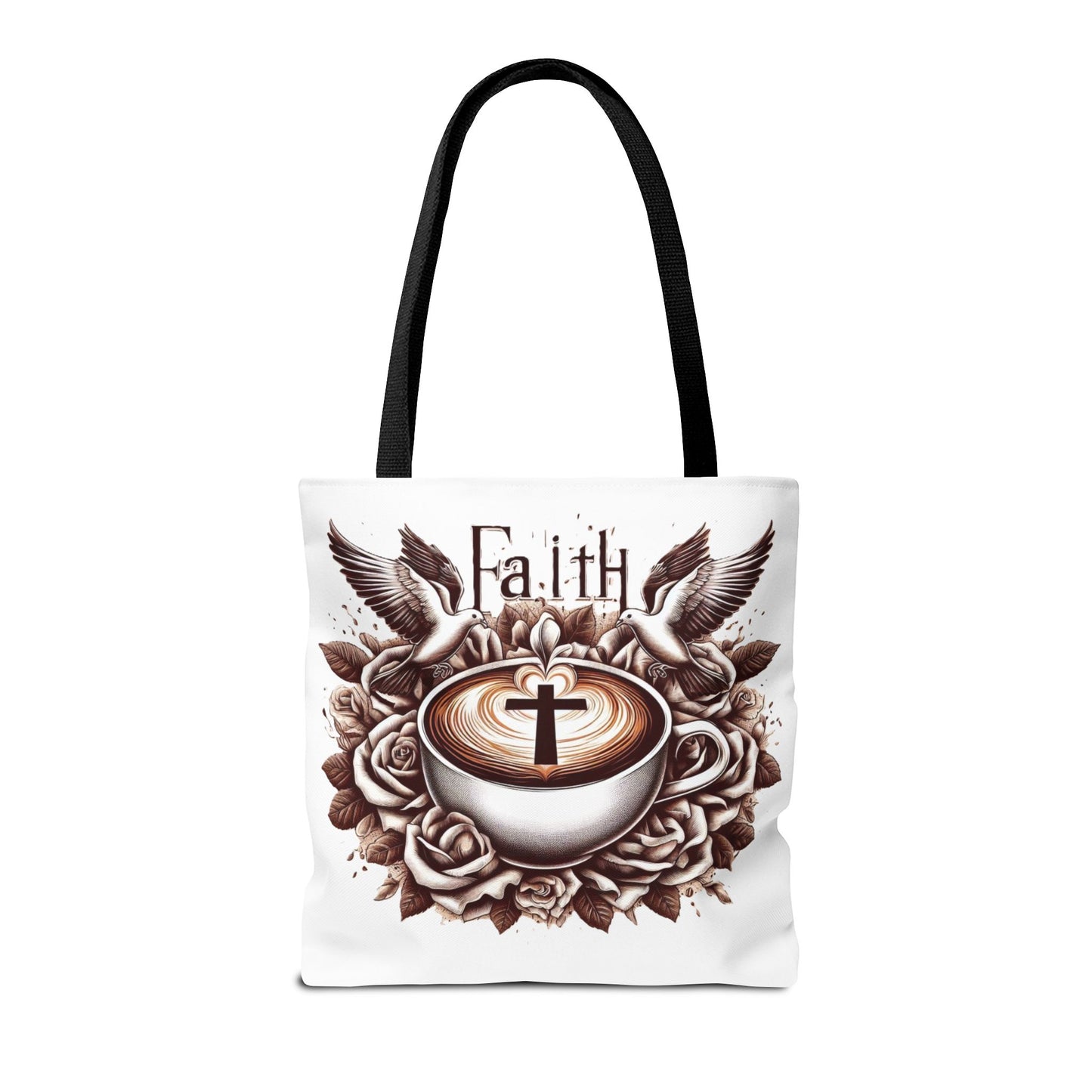 Tote Bag (AOP) "Faith and Coffee"
