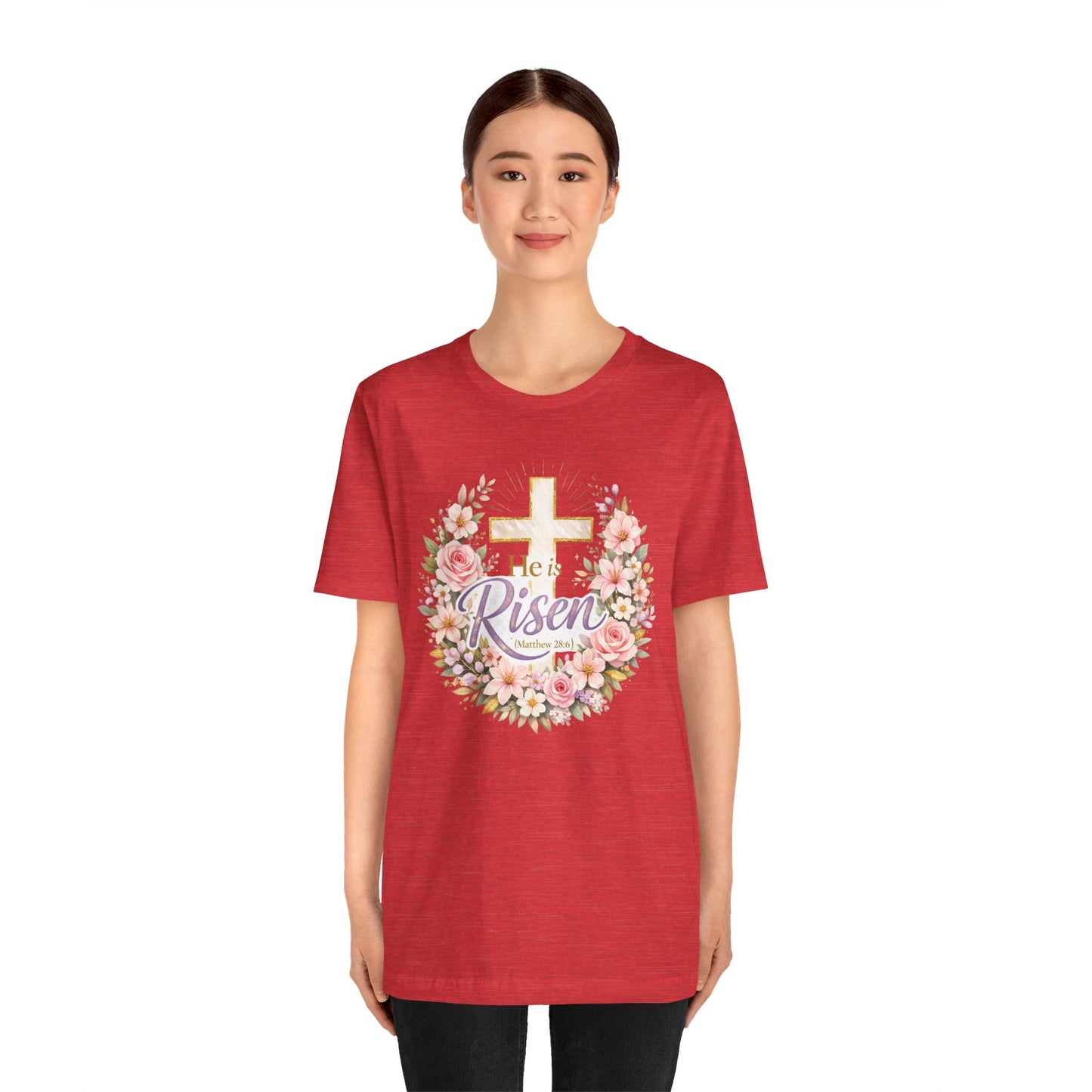 He Is Risen Floral Cross T-Shirt