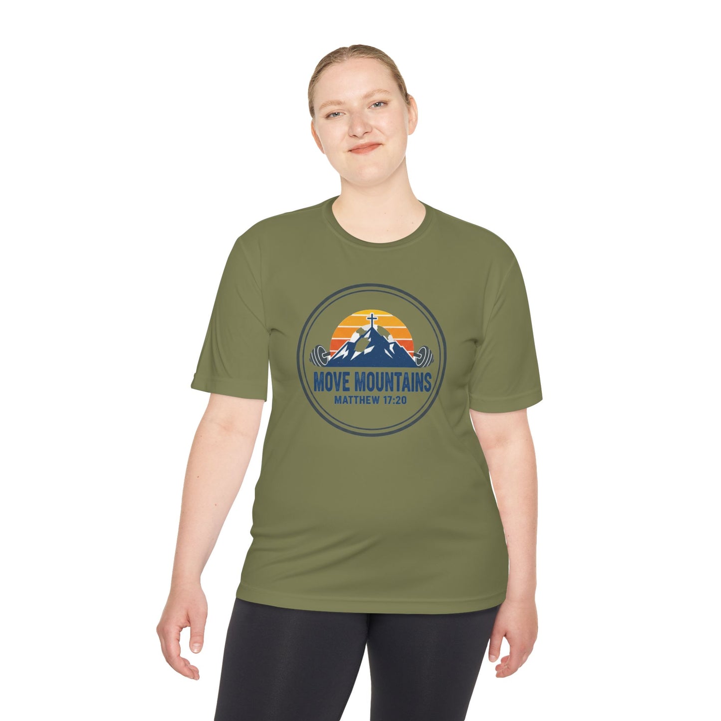 Matthew 17:20 'Move Mountains' Workout Tee — Moisture-Wicking Athletic Shirt