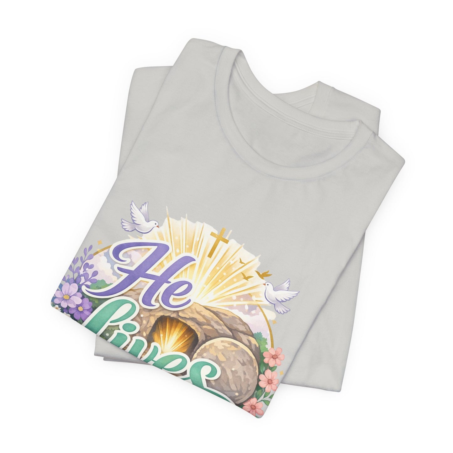He Lives Jesus Tomb Tee — Christian Easter T‑Shirt