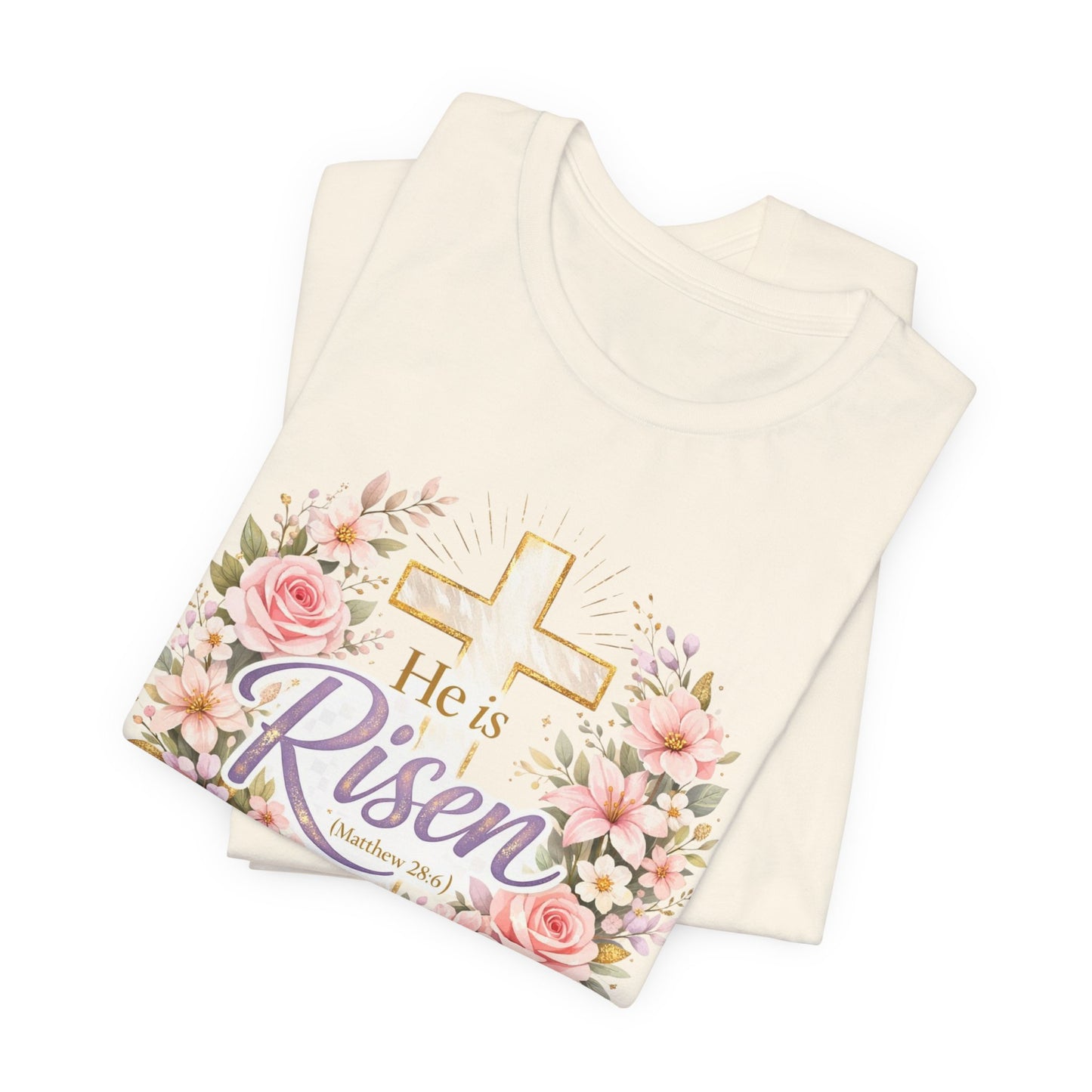 He Is Risen Floral Cross T-Shirt