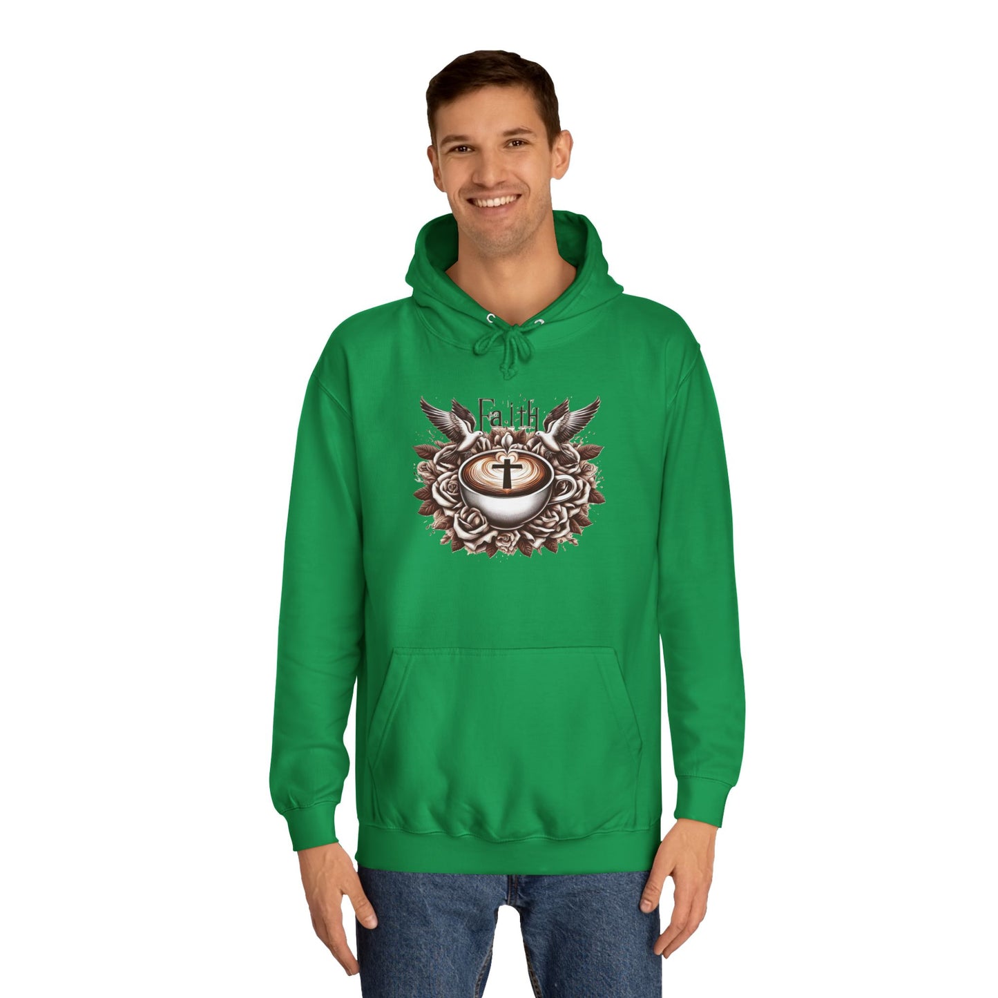 Unisex College Hoodie "Faith and Coffee"