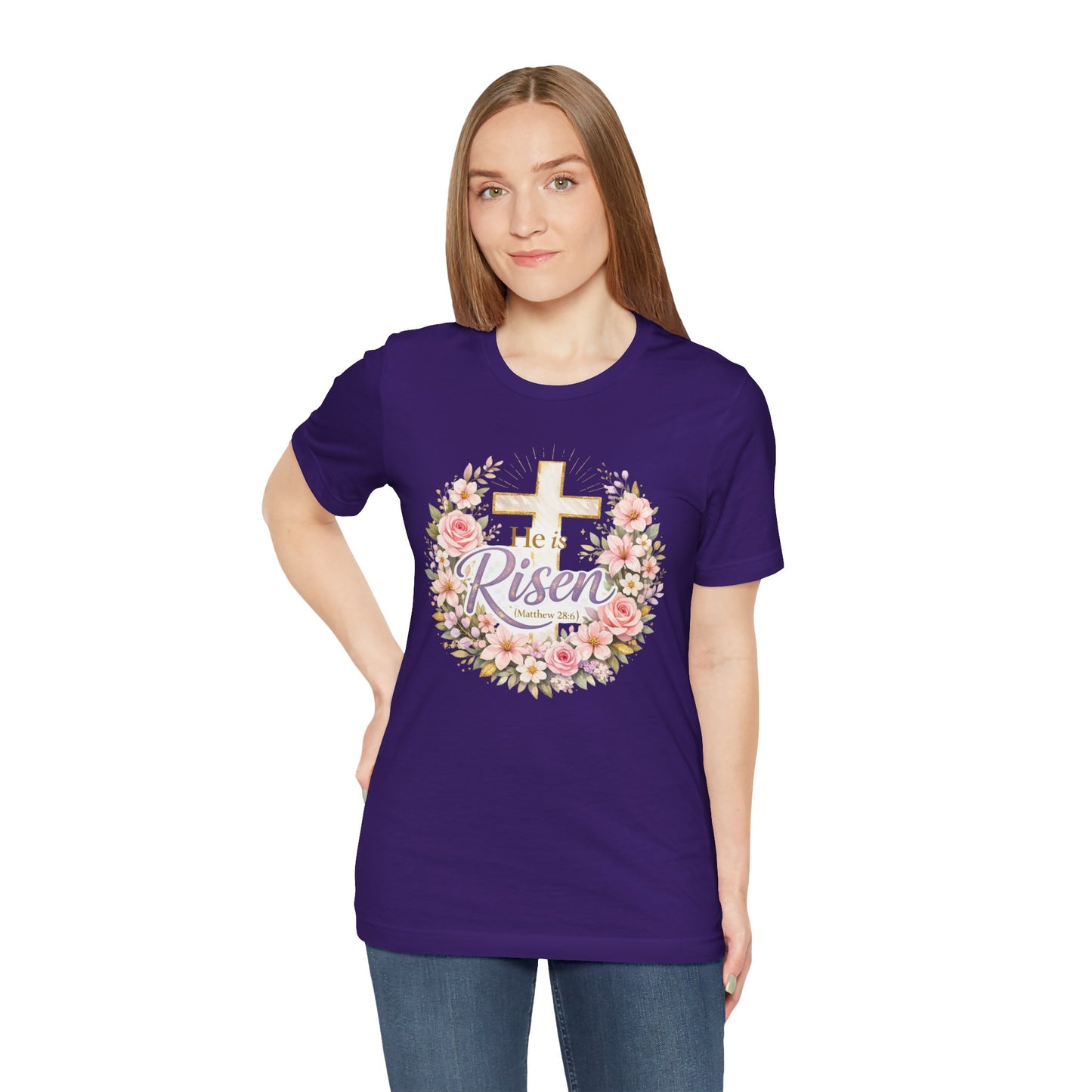 He Is Risen Floral Cross T-Shirt