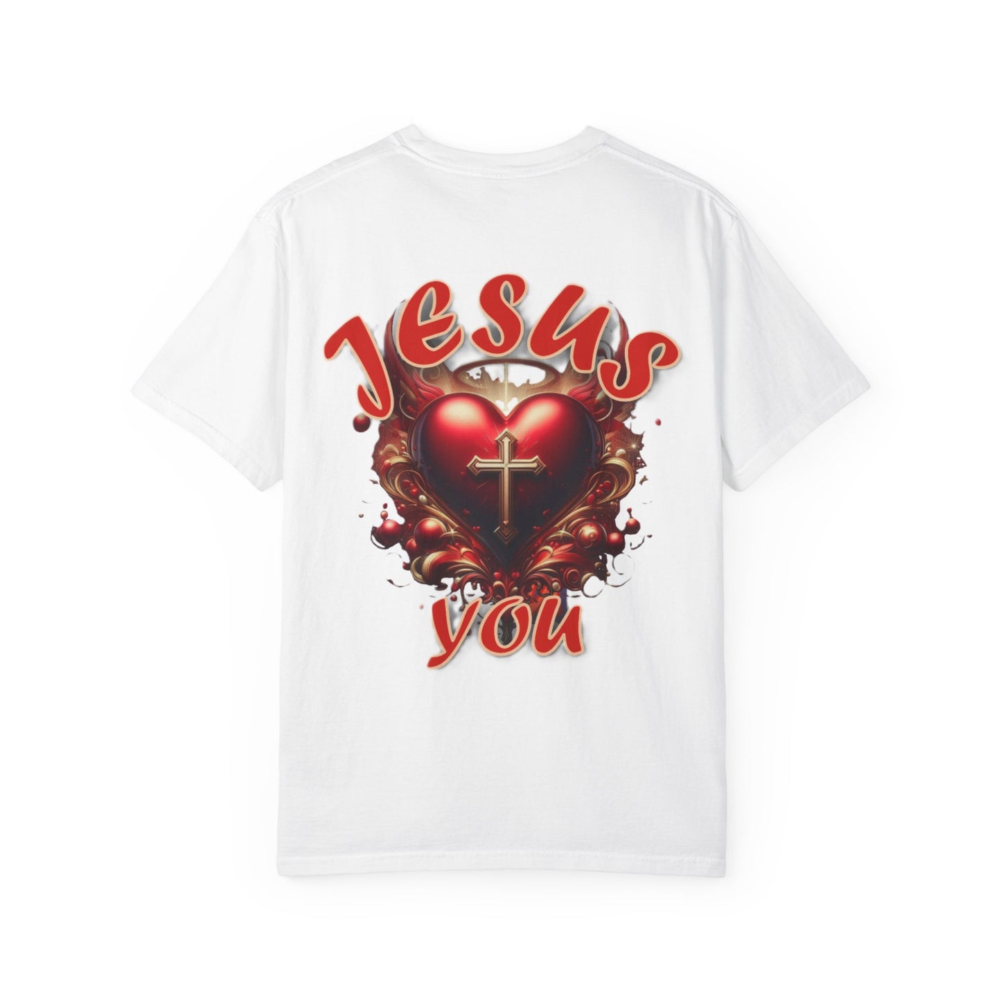 Christian Cross Heart Unisex T-shirt - Jesus Loves You Design