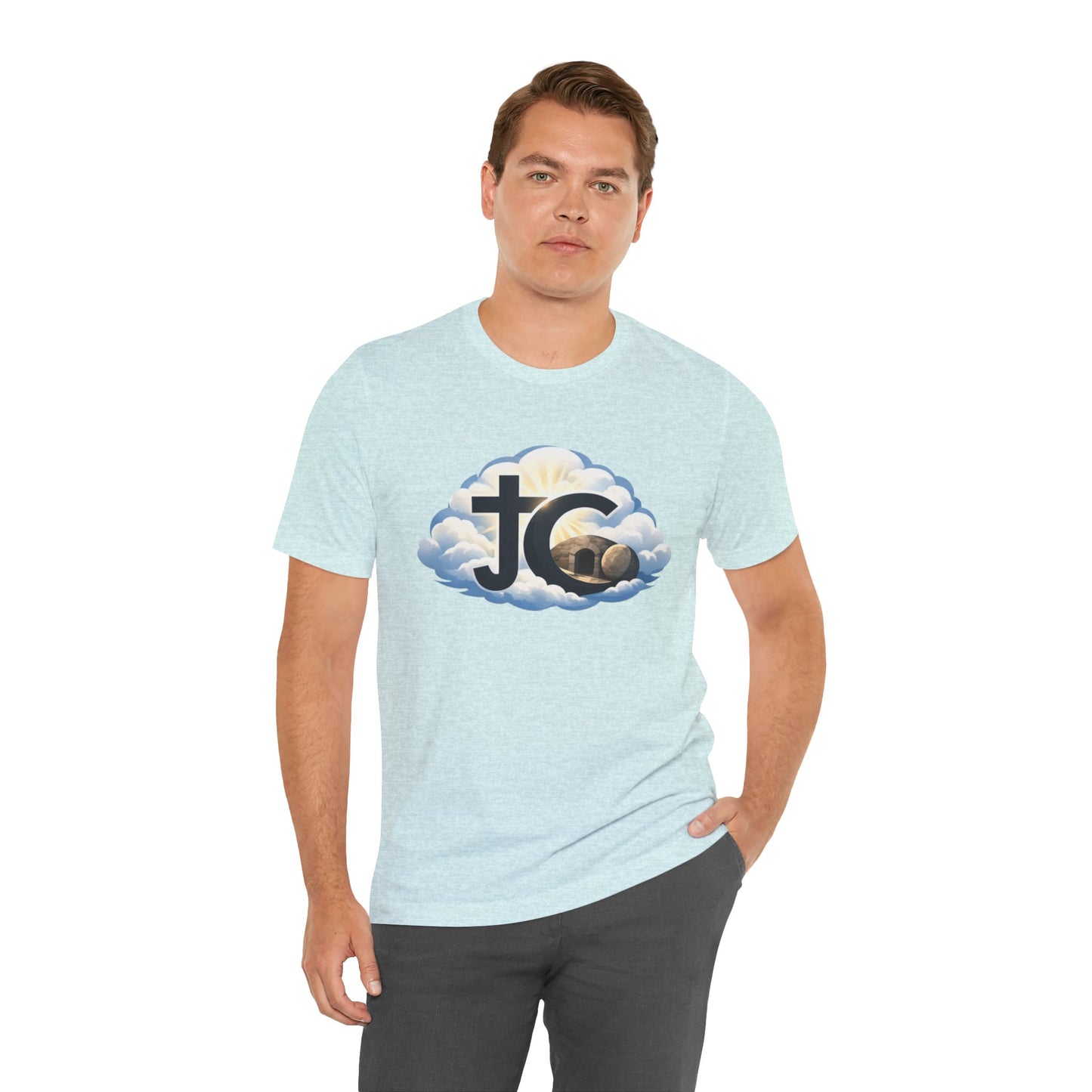 Jesus Christ (JC) Cross Tee — Crucified, Risen & Coming Again