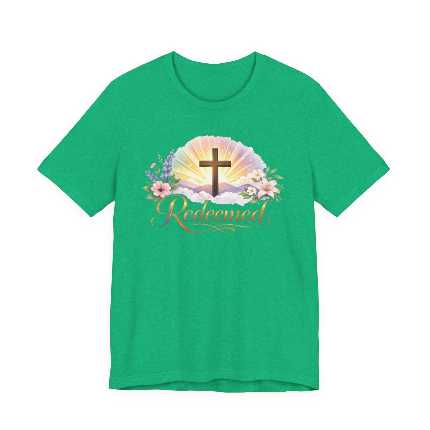 "Redeemed" Cross Floral T-Shirt — Christian Faith Tee