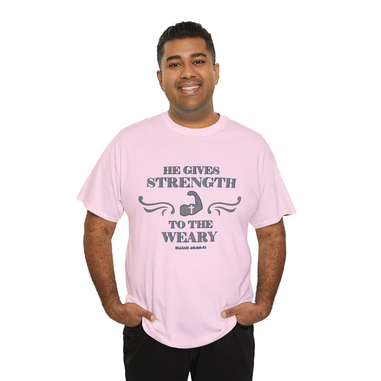 Copy of Christian Tee - Bible Verse Isaiah 40:29-31 'He gives Strength to the Weary'