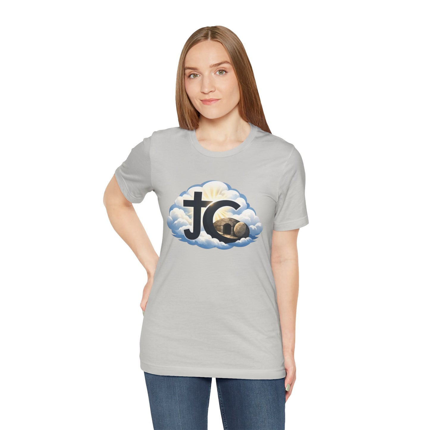 Jesus Christ (JC) Cross Tee — Crucified, Risen & Coming Again