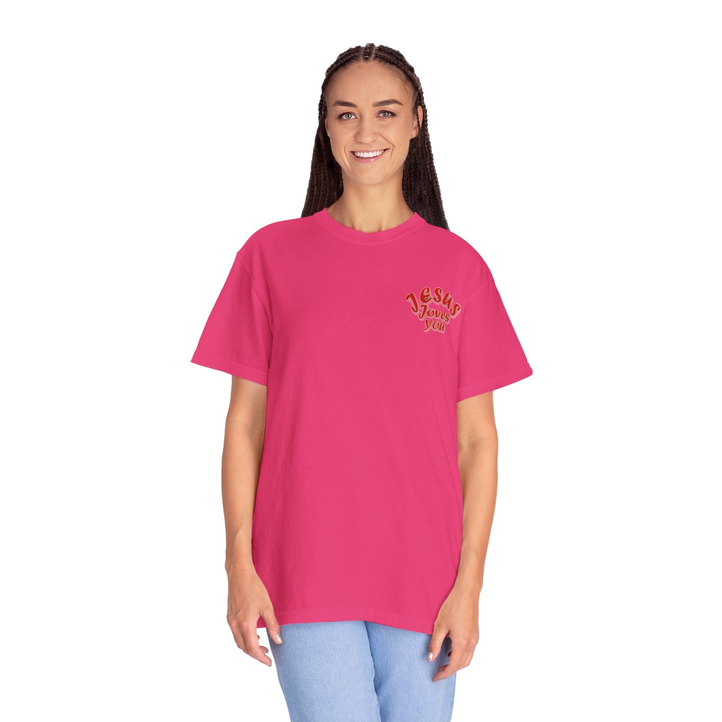 Christian Cross Heart Unisex T-shirt - Jesus Loves You Design